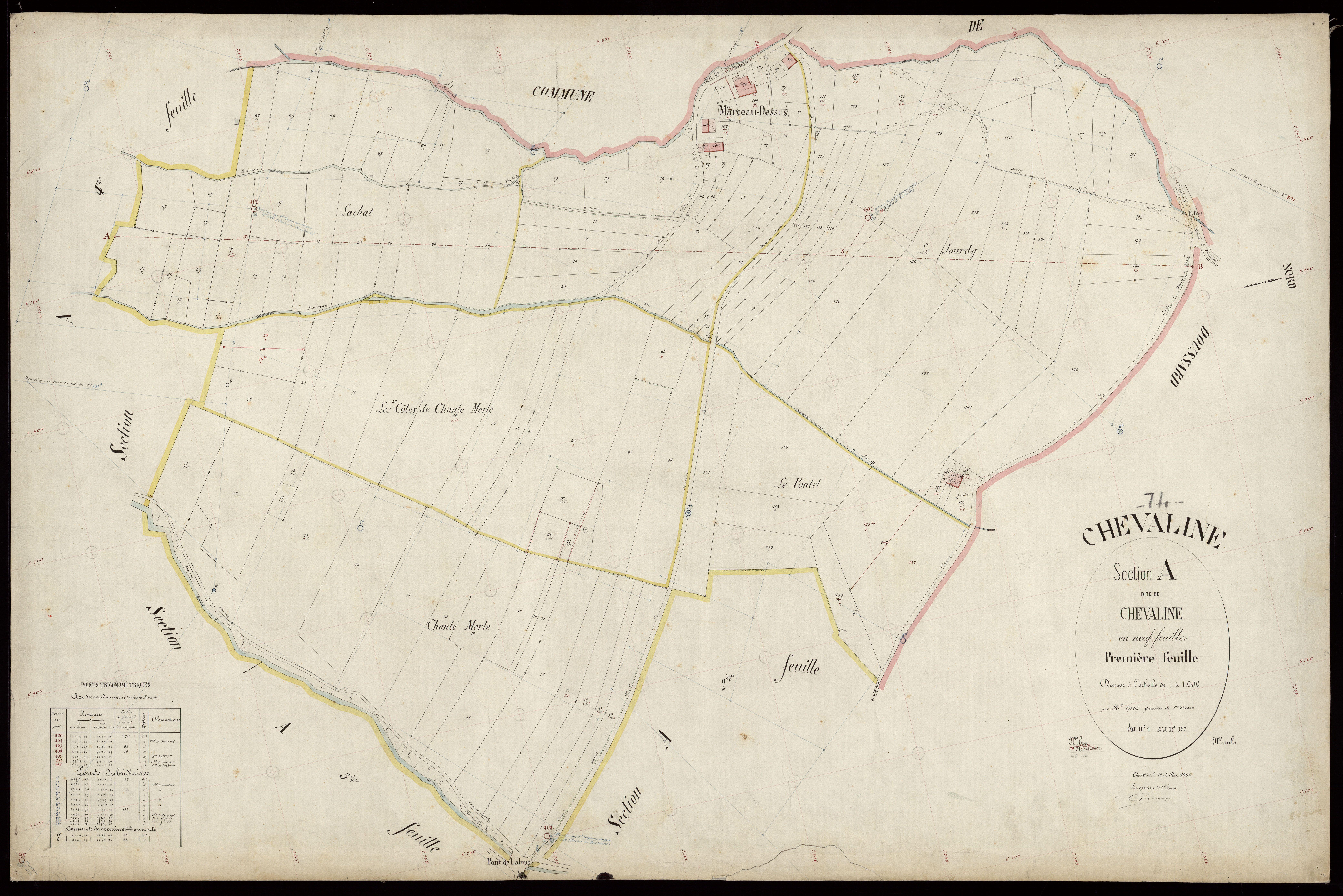 3 P 3 3509 - Feuille n° 2, parcelles n° 18 à 284 - 15 juillet 1905