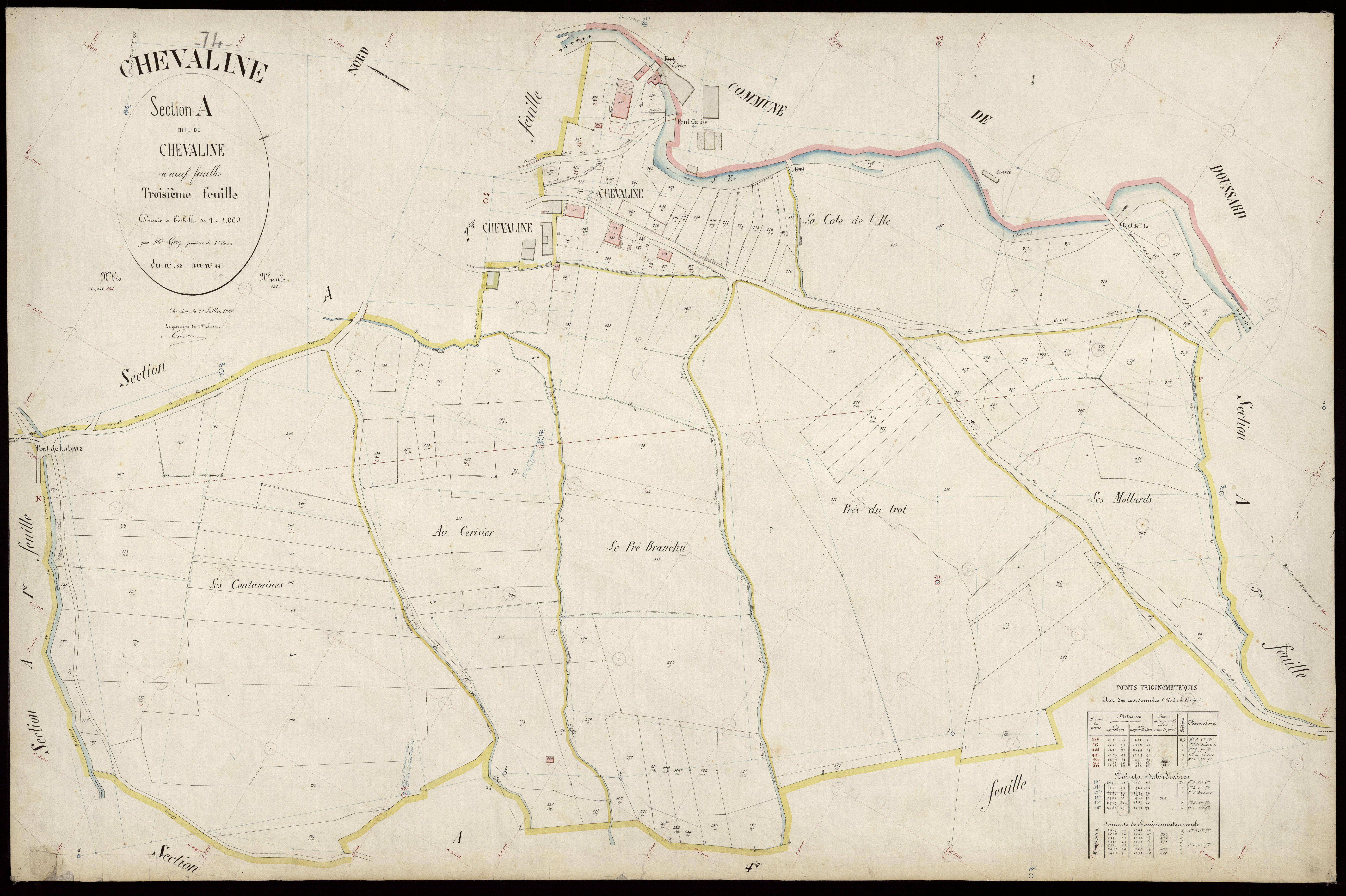 3 P 3 3511 - Feuille n° 4, parcelles n° 444 à 2 - 15 juillet 1905