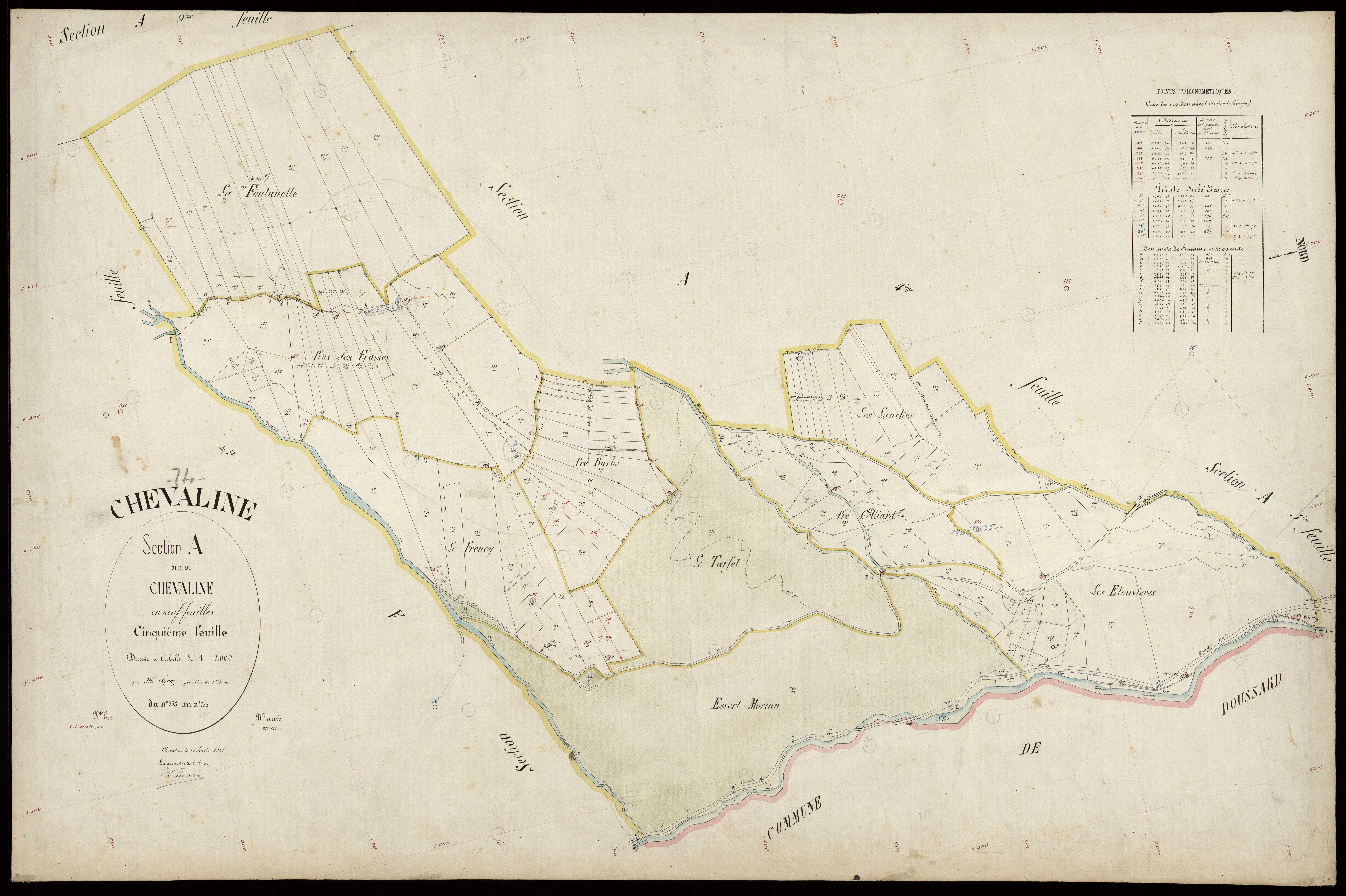 3 P 3 3513 - Feuille n° 6, parcelles n° 734 à 813 - 15 juillet 1905
