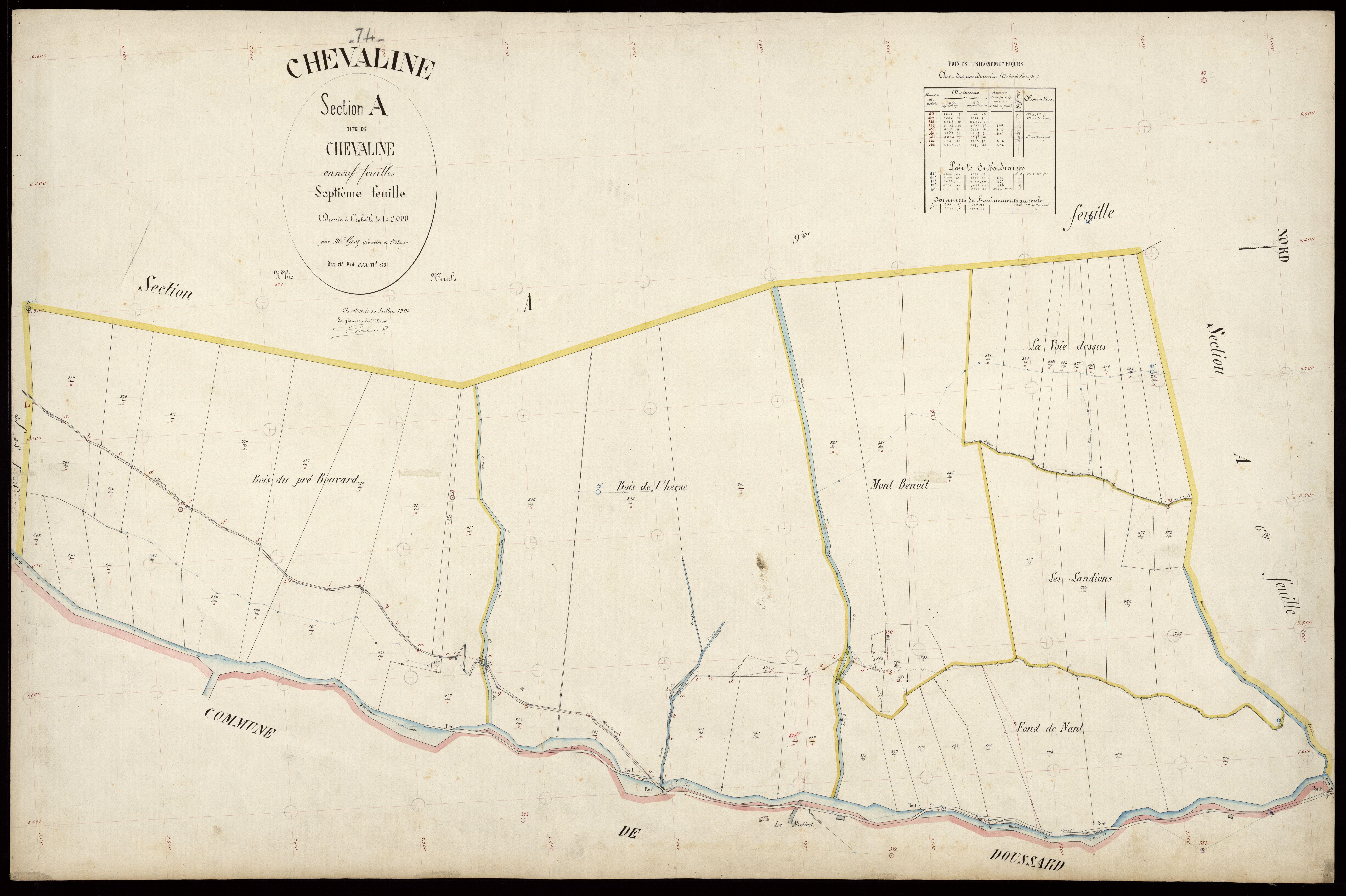 3 P 3 3515 - Feuille n° 8, parcelles n° 880 à 900 - 15 juillet 1905