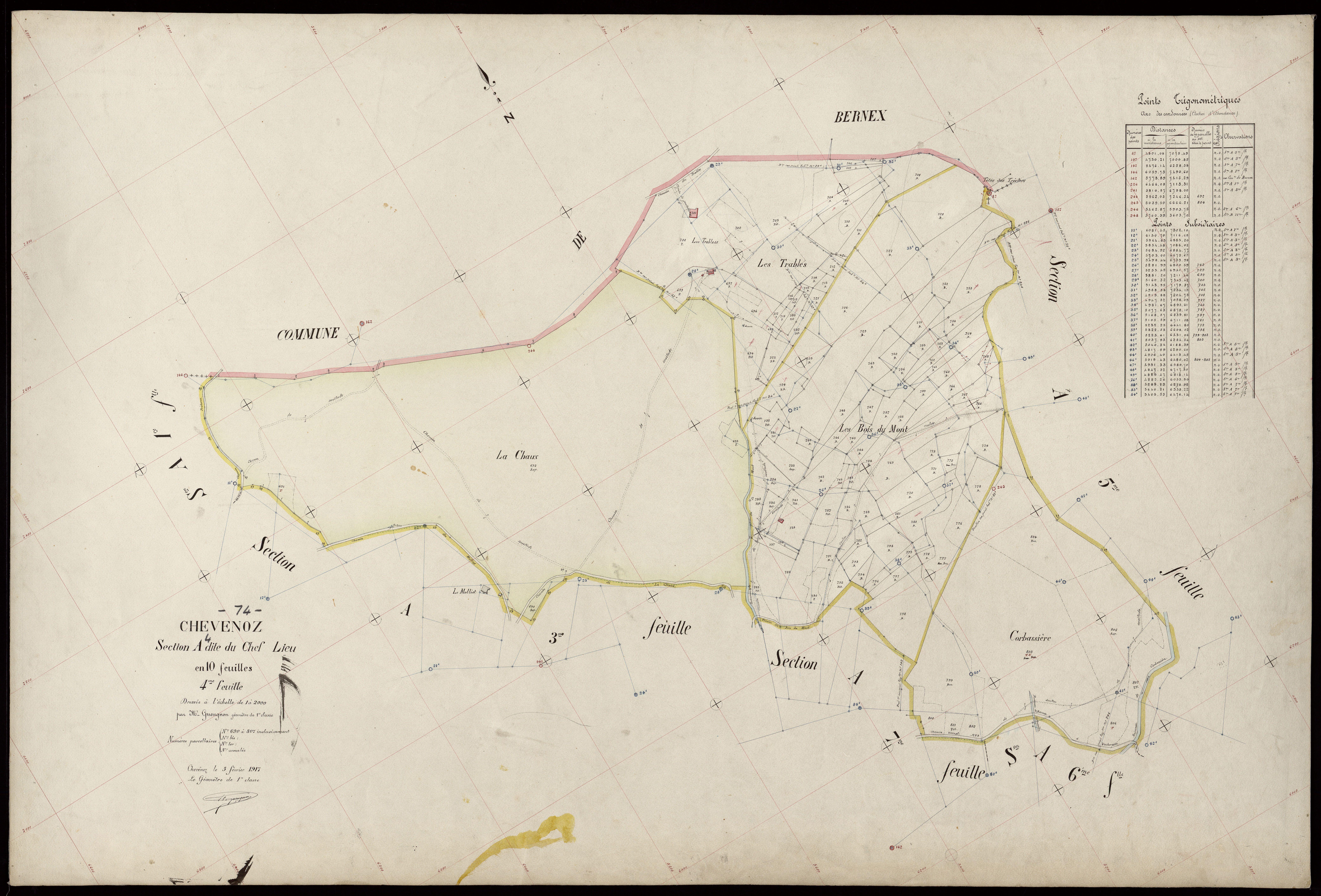 3 P 3 3522 - Feuille n° , parcelles n° 808 à 1202 - 5 février 1917