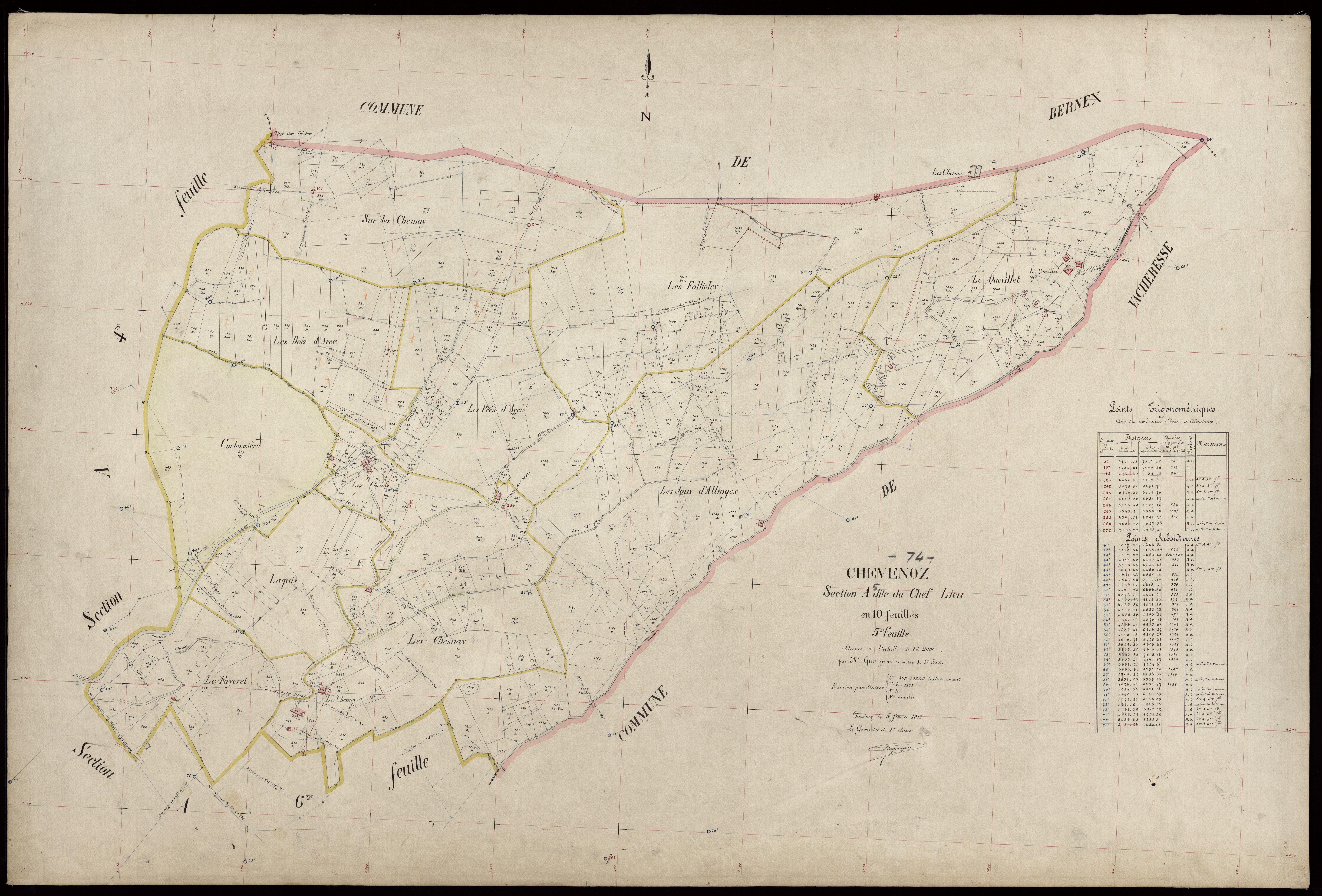 3 P 3 3523 - Feuille n° 6, parcelles n° 1203 à 1407 - 5 février 1917