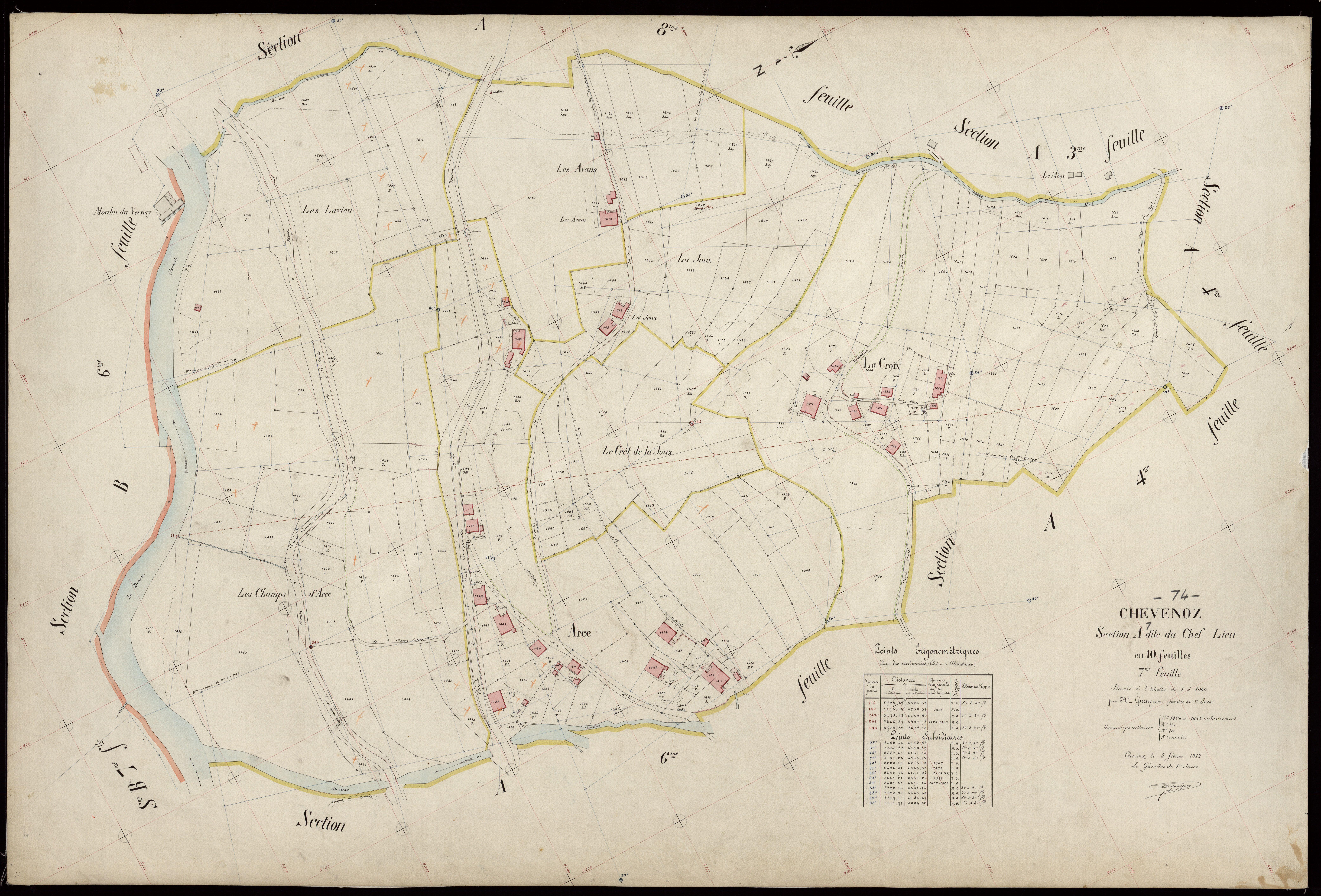 3 P 3 3525 - Feuille n° 8, parcelles n° 1638 à 1778 - 5 février 1917