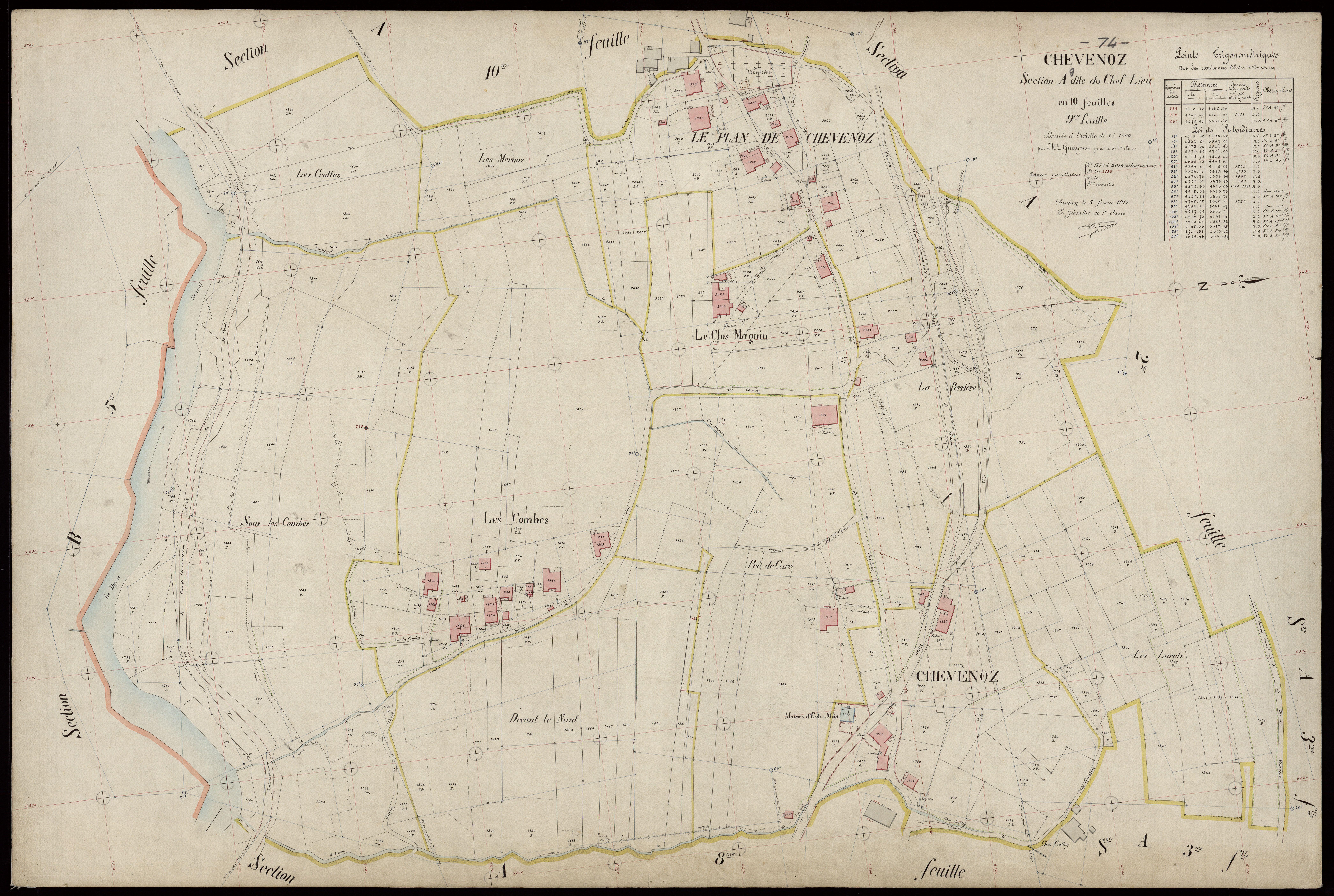 3 P 3 3527 - Feuille n° 10, parcelles n° 2080 à 2299 - 5 février 1917