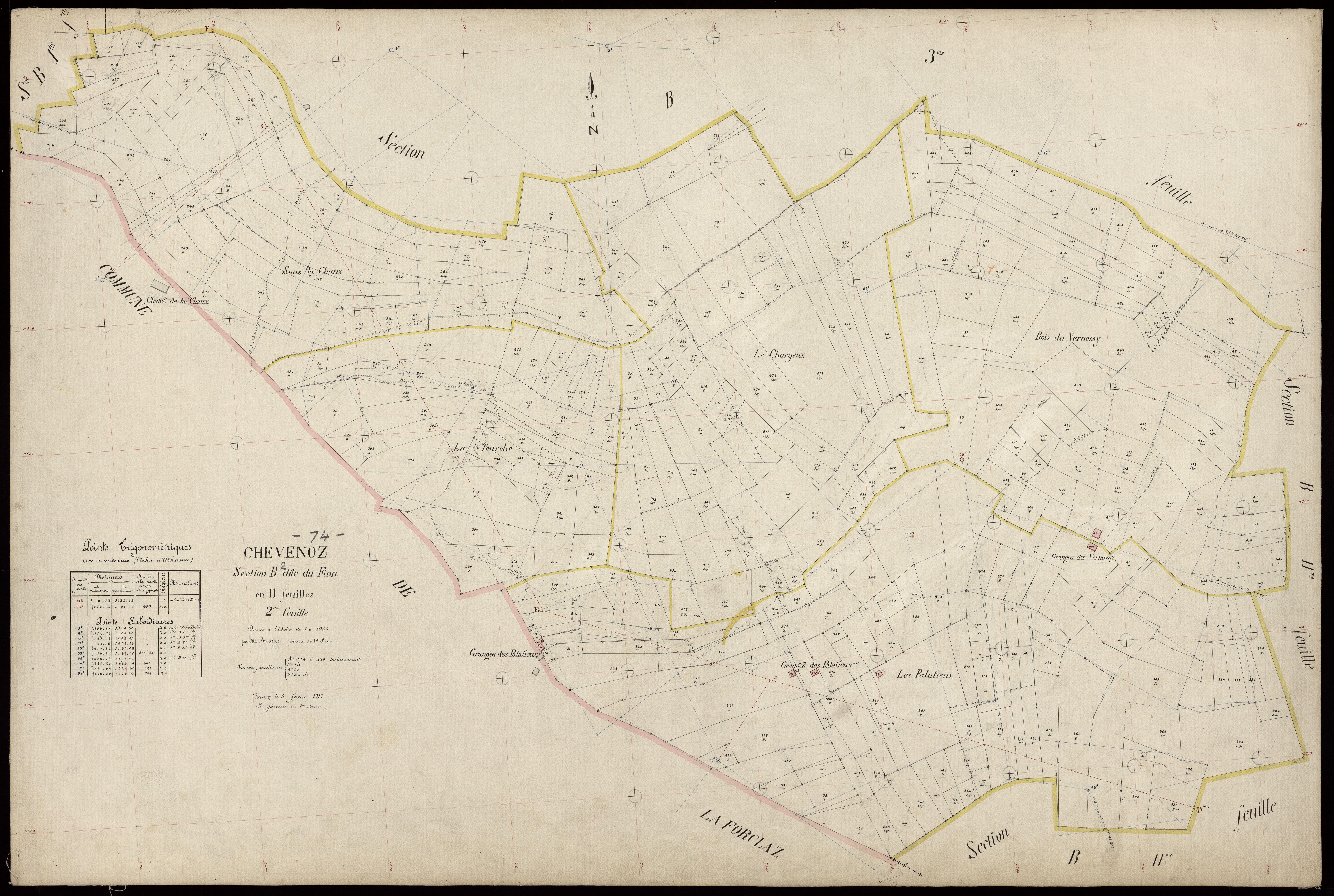 3 P 3 3530 - Feuille n° 3, parcelles n° 3 à 828 - 5 février 1917