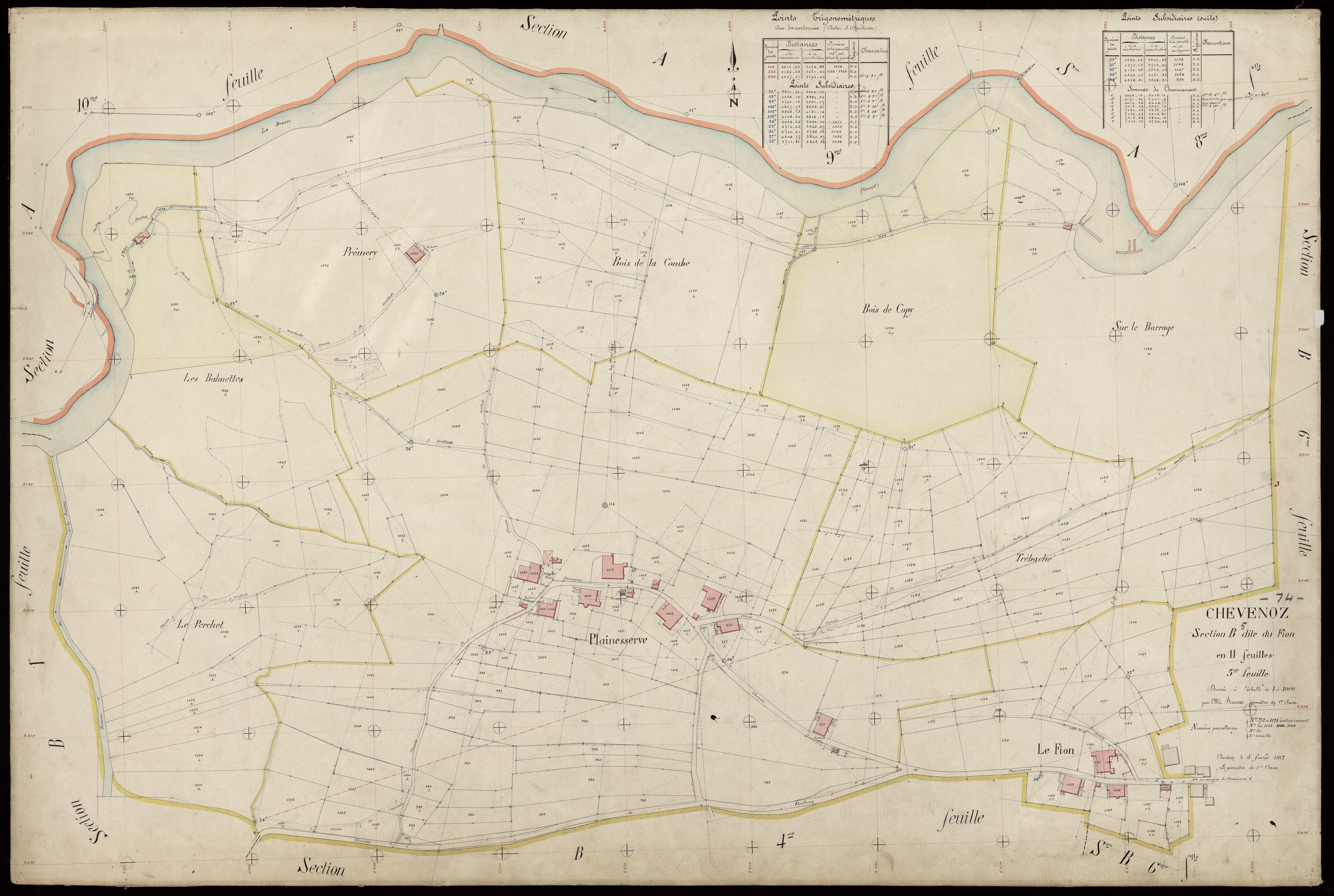 3 P 3 3533 - Feuille n° 6, parcelles n° 1192 à 11 - 5 février 1917