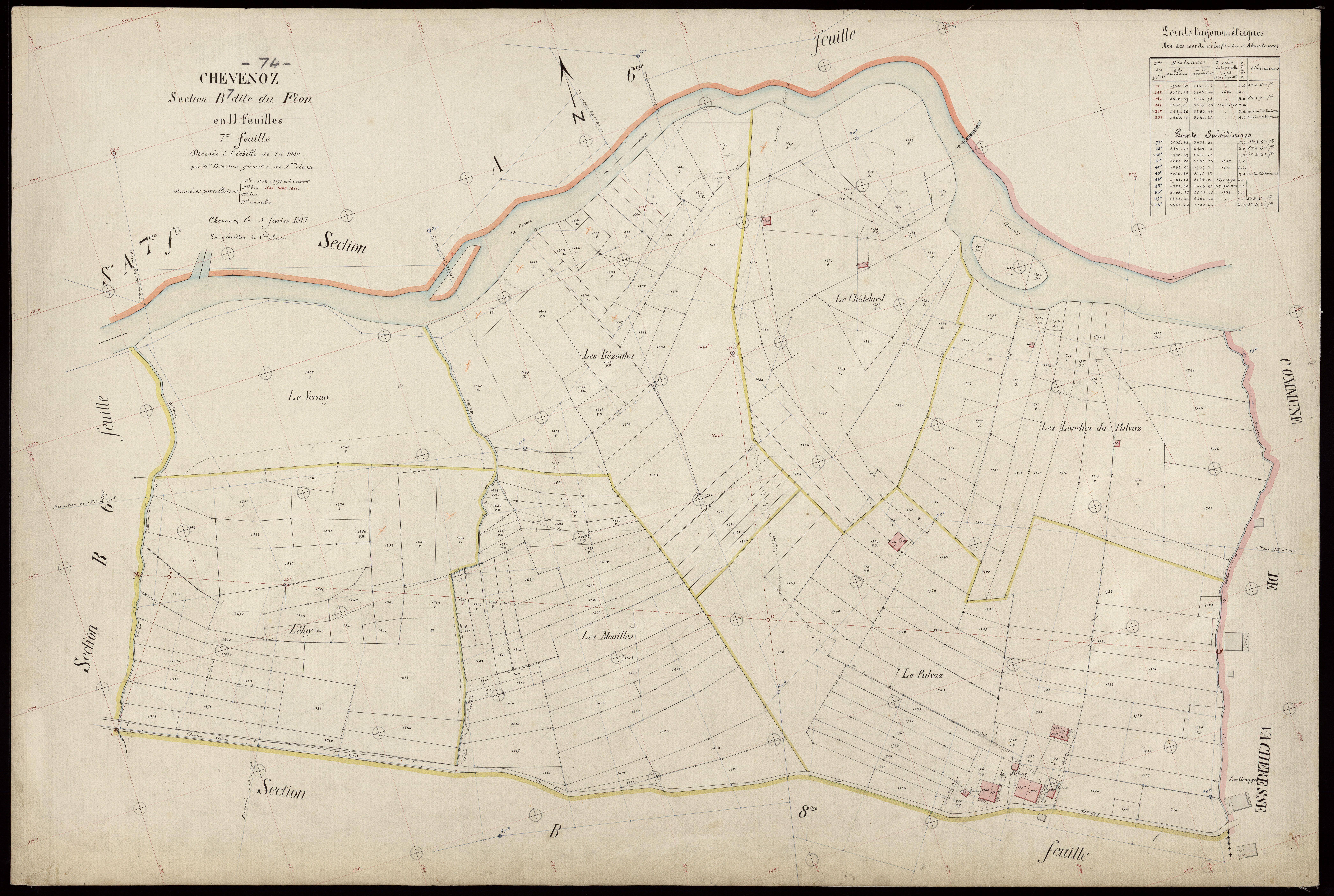 3 P 3 3535 - Feuille n° 8, parcelles n° 1780 à 1900 - 5 février 1917