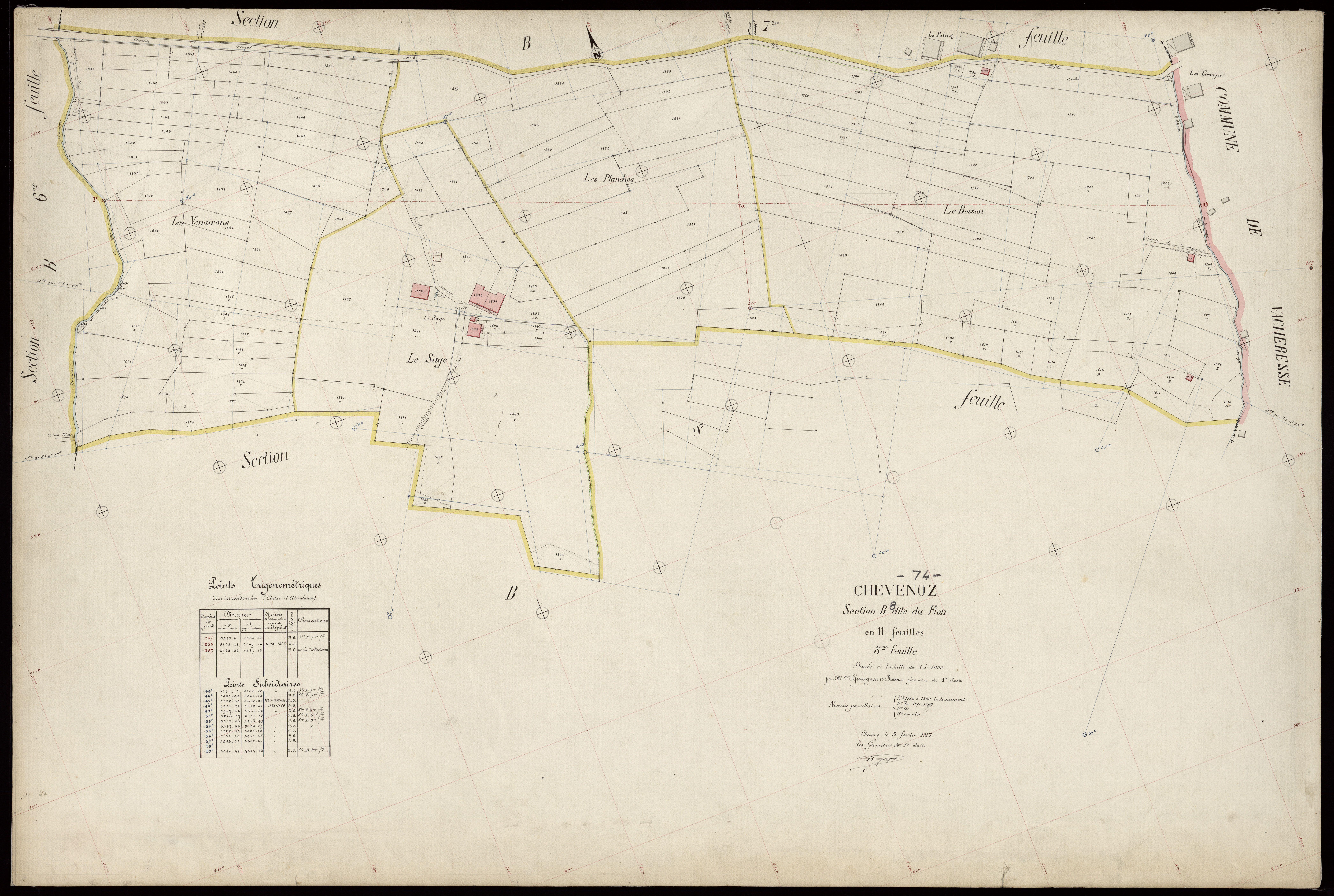 3 P 3 3536 - Feuille n° 9, parcelles n° 1901 à 2104 - 5 février 1917