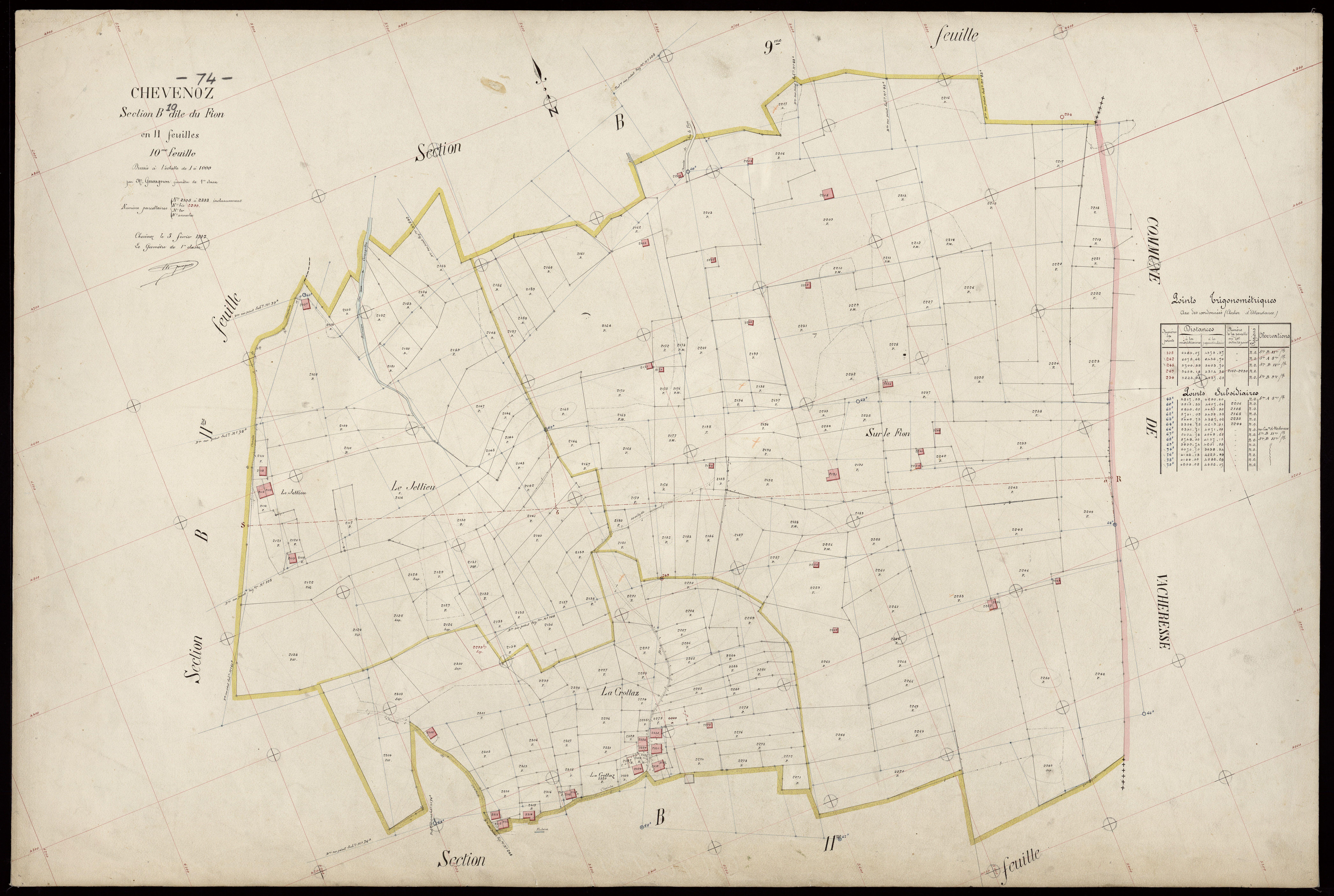3 P 3 3538 - Feuille n° 11, parcelles n° 2334 à 288 - 5 février 1917