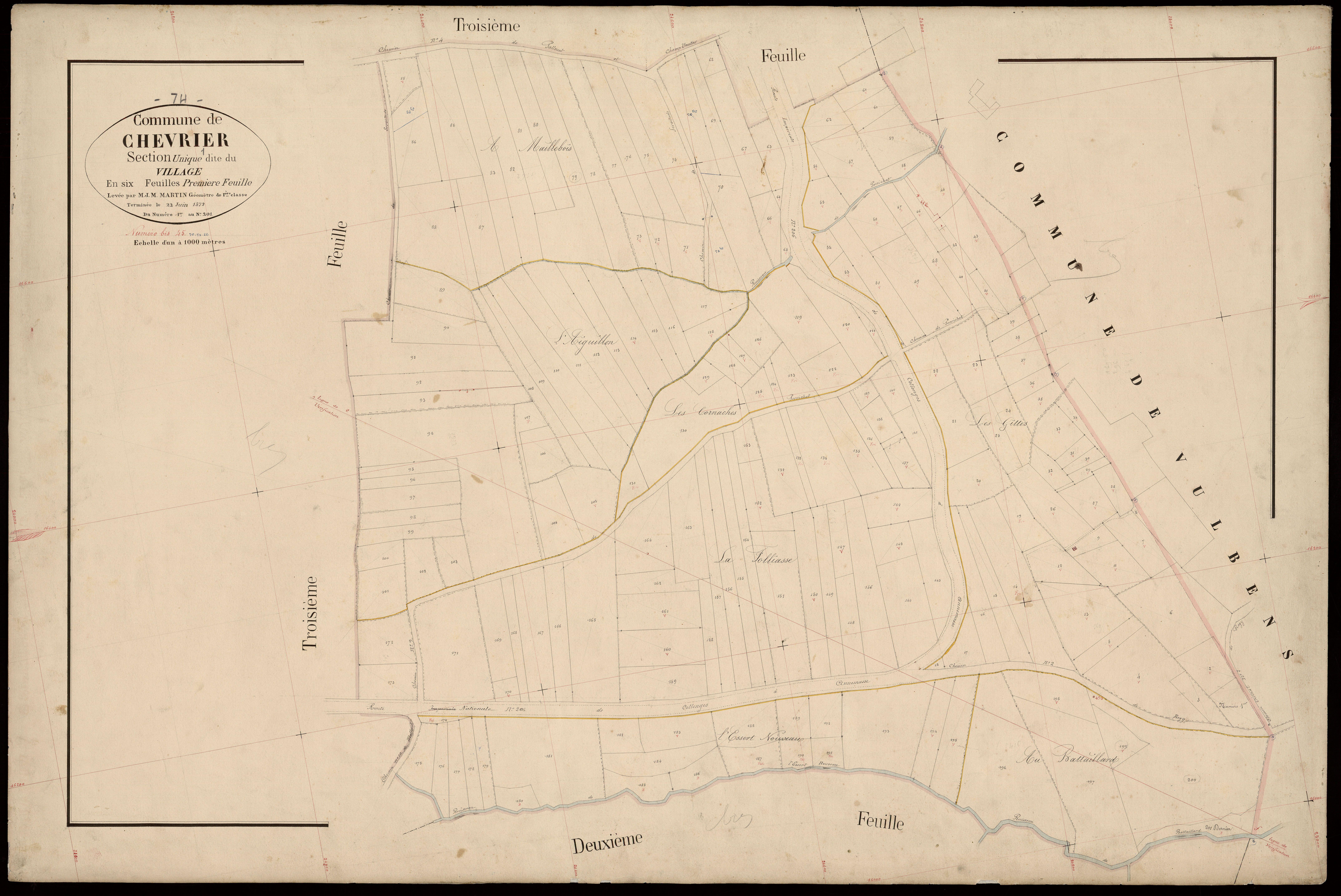 3 P 3 3541 - Feuille n° 2, parcelles n° 202 à 49 - 22 juin 1872
