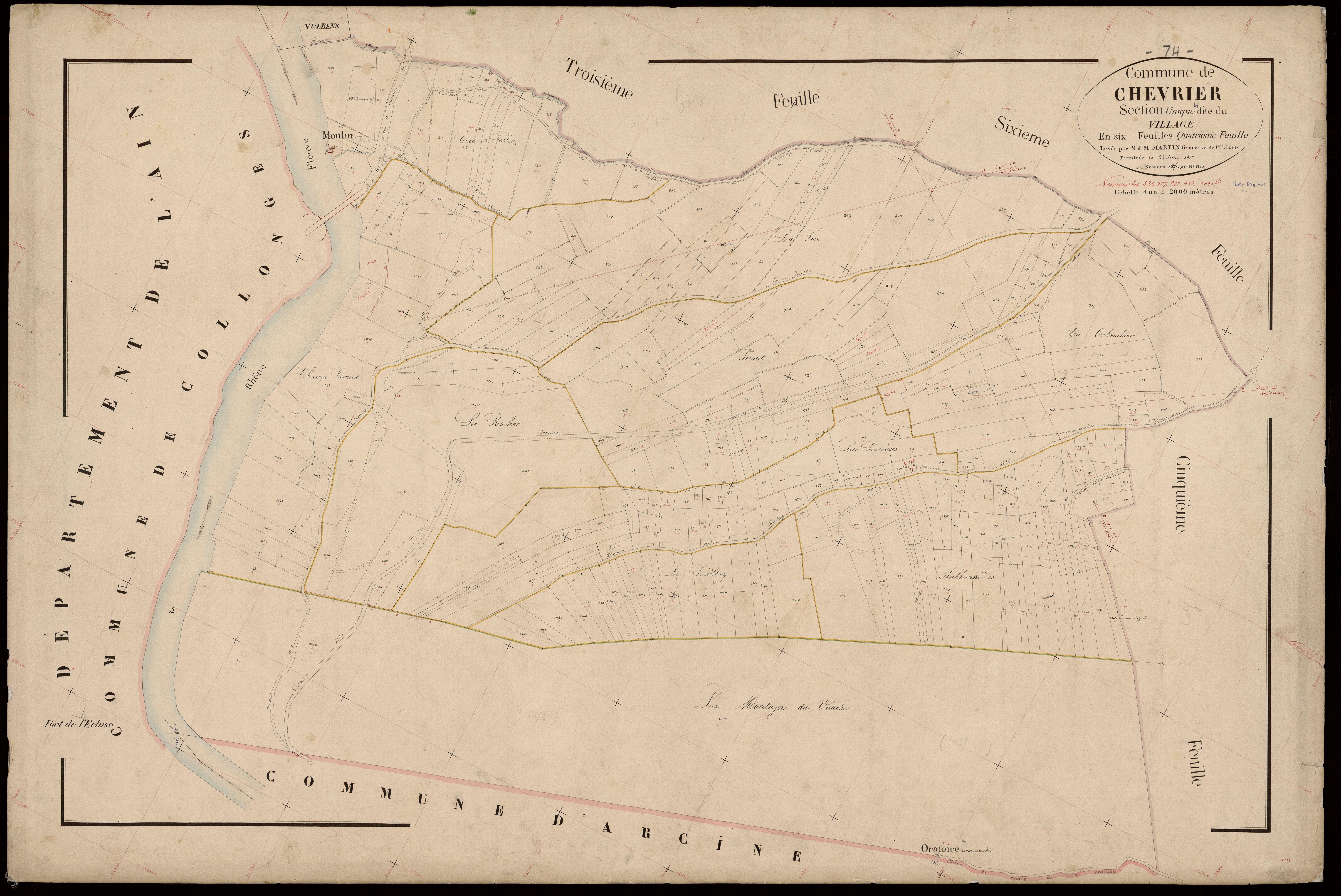 3 P 3 3544 - Feuille n° , parcelles n° 114 à 186 - 22 juin 1872
