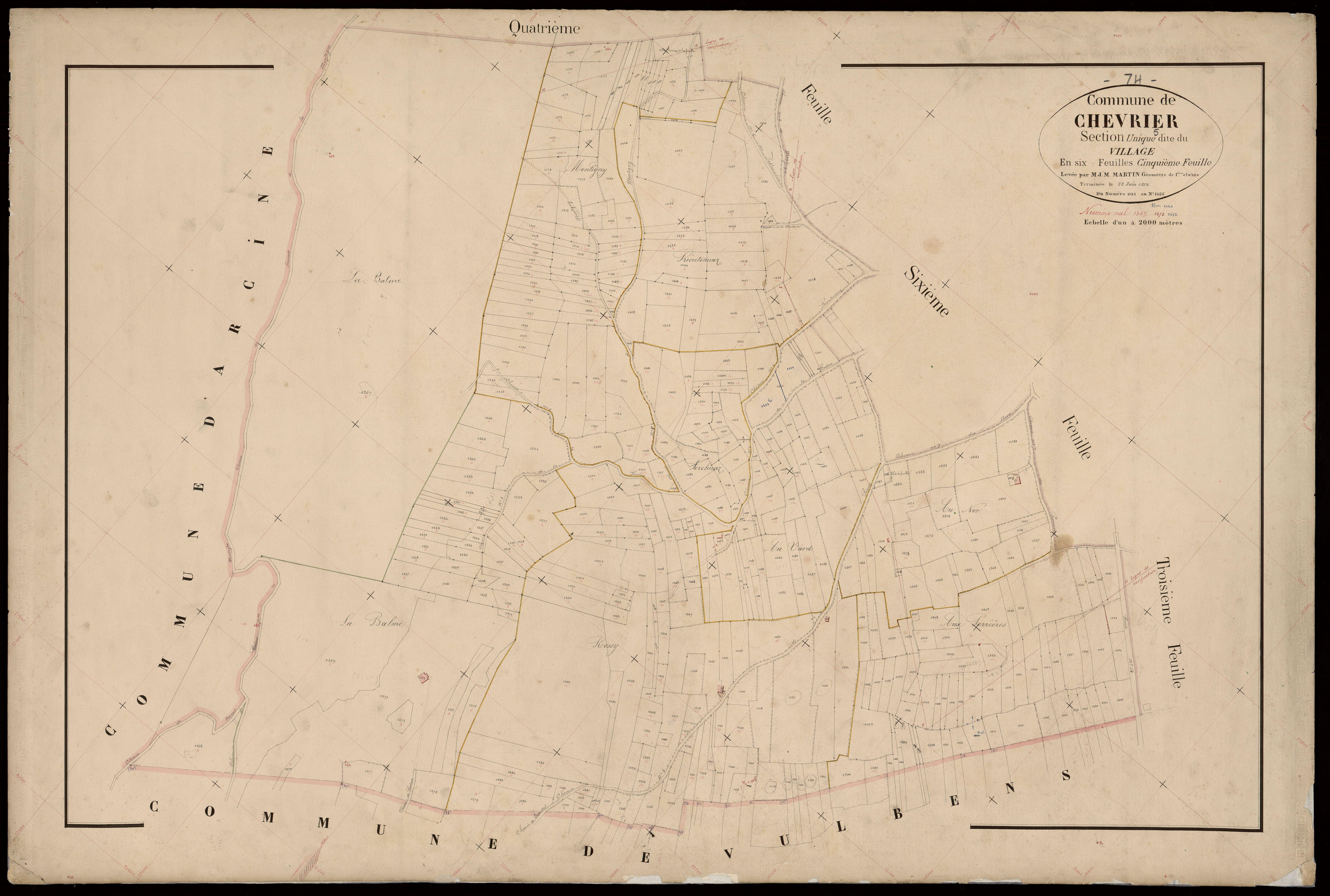 3 P 3 3545 - Feuille n° 6, parcelles n° 187 à 1881 - 22 juin 1872