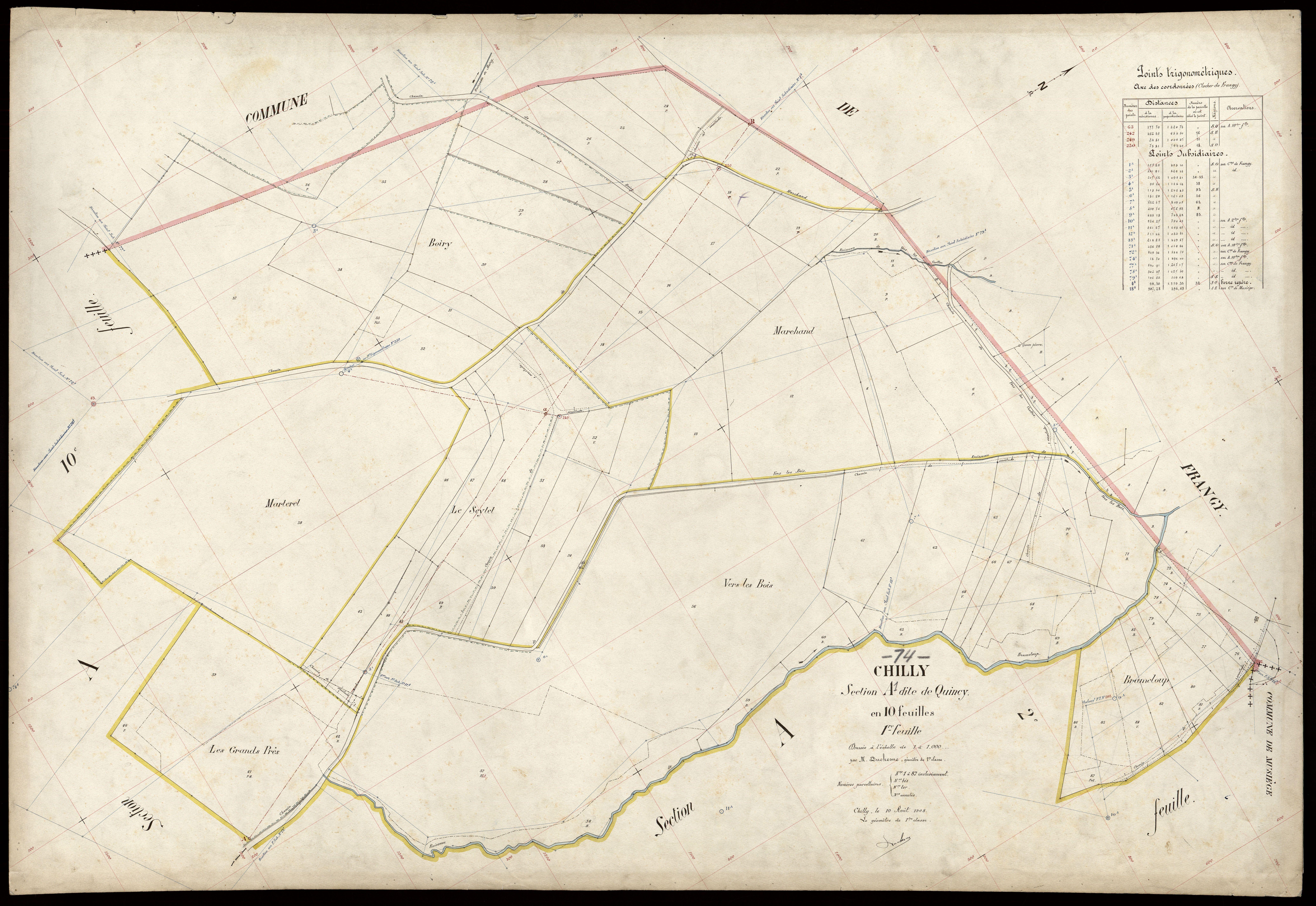 3 P 3 3560 - Feuille n° 2, parcelles n° 88 à 210 - 10 août 1908