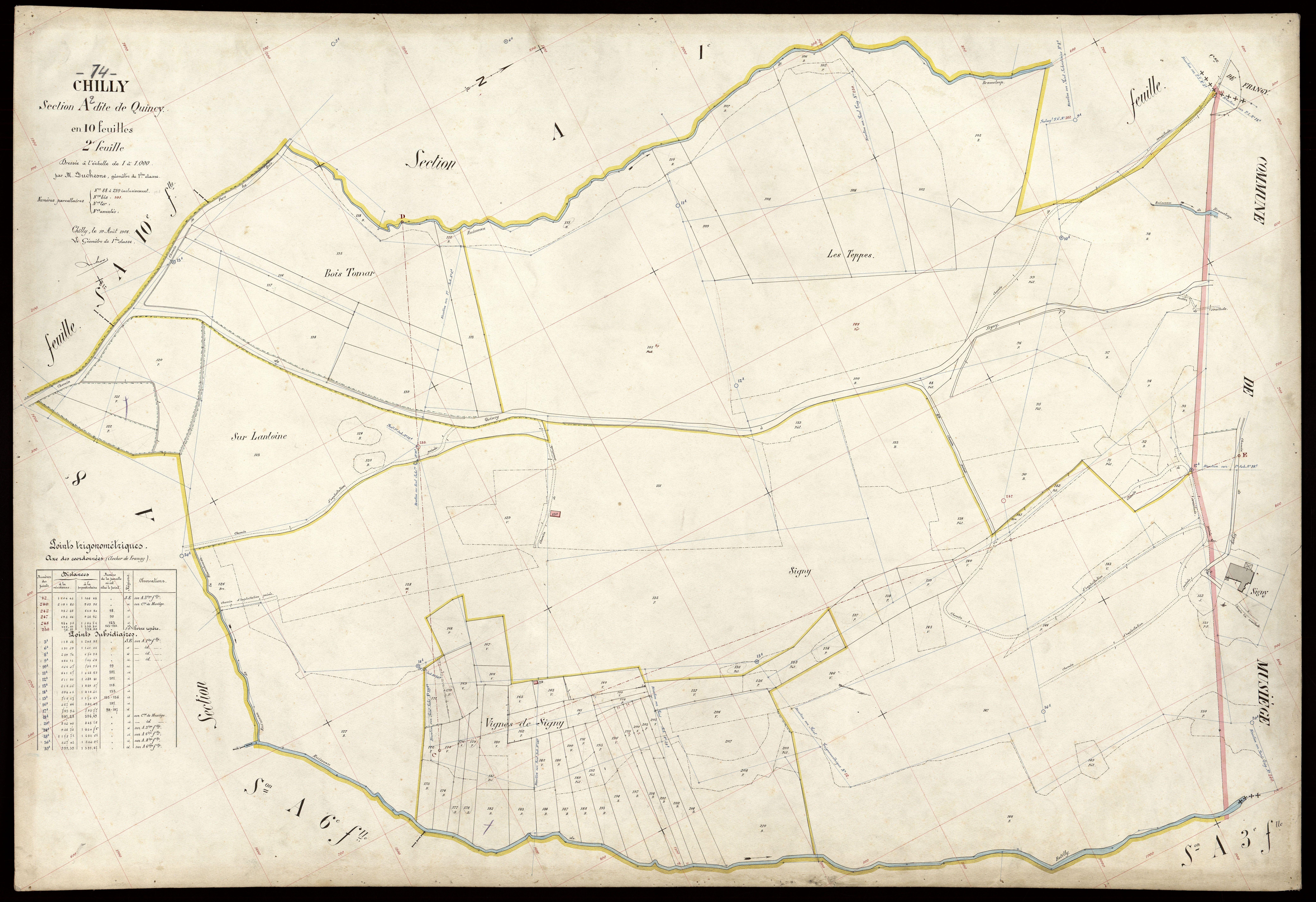 3 P 3 3561 - Feuille n° 3, parcelles n° 211 à 39 - 10 août 1908