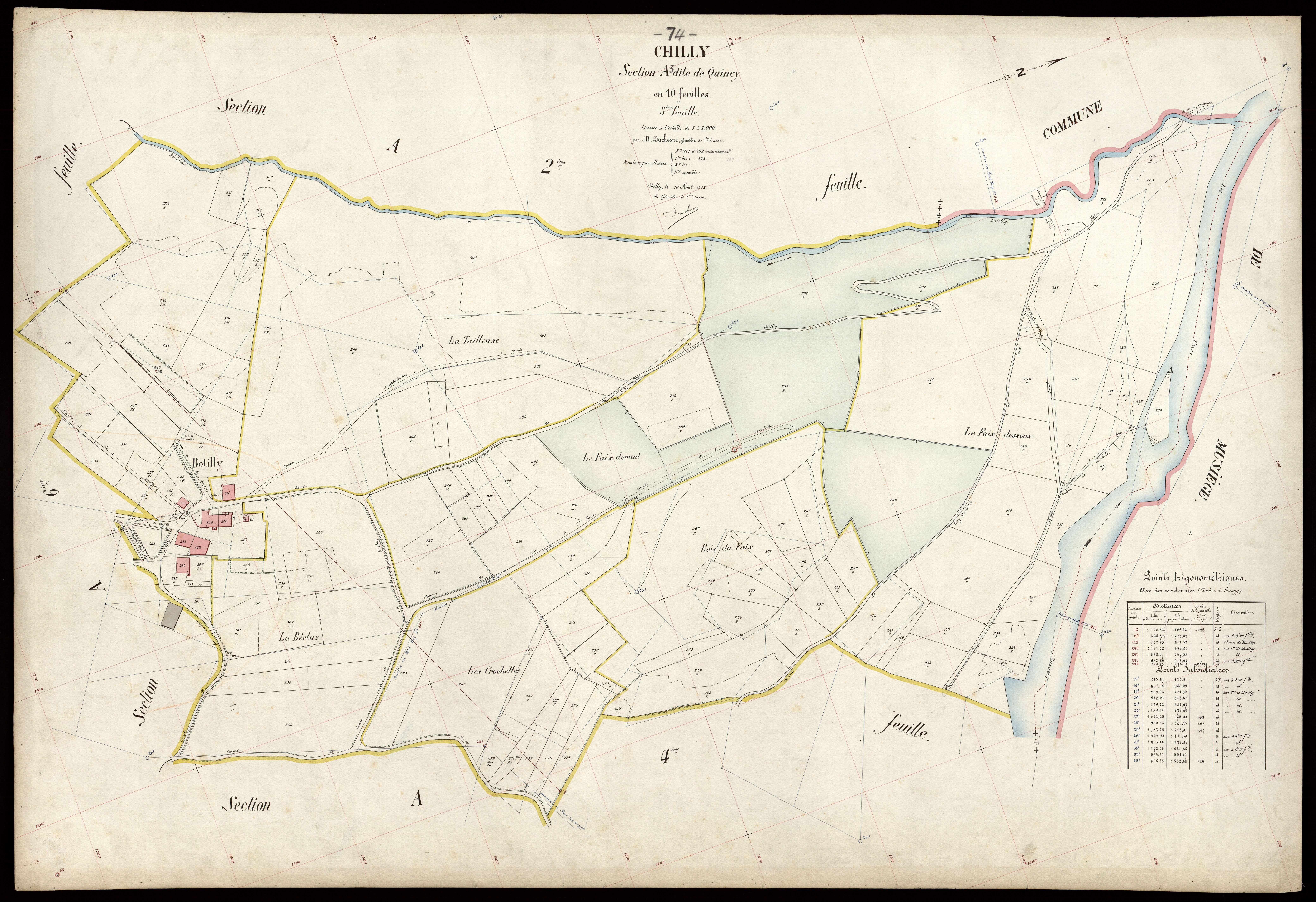 3 P 3 3562 - Feuille n° 4, parcelles n° 360 à 487 - 10 août 1908