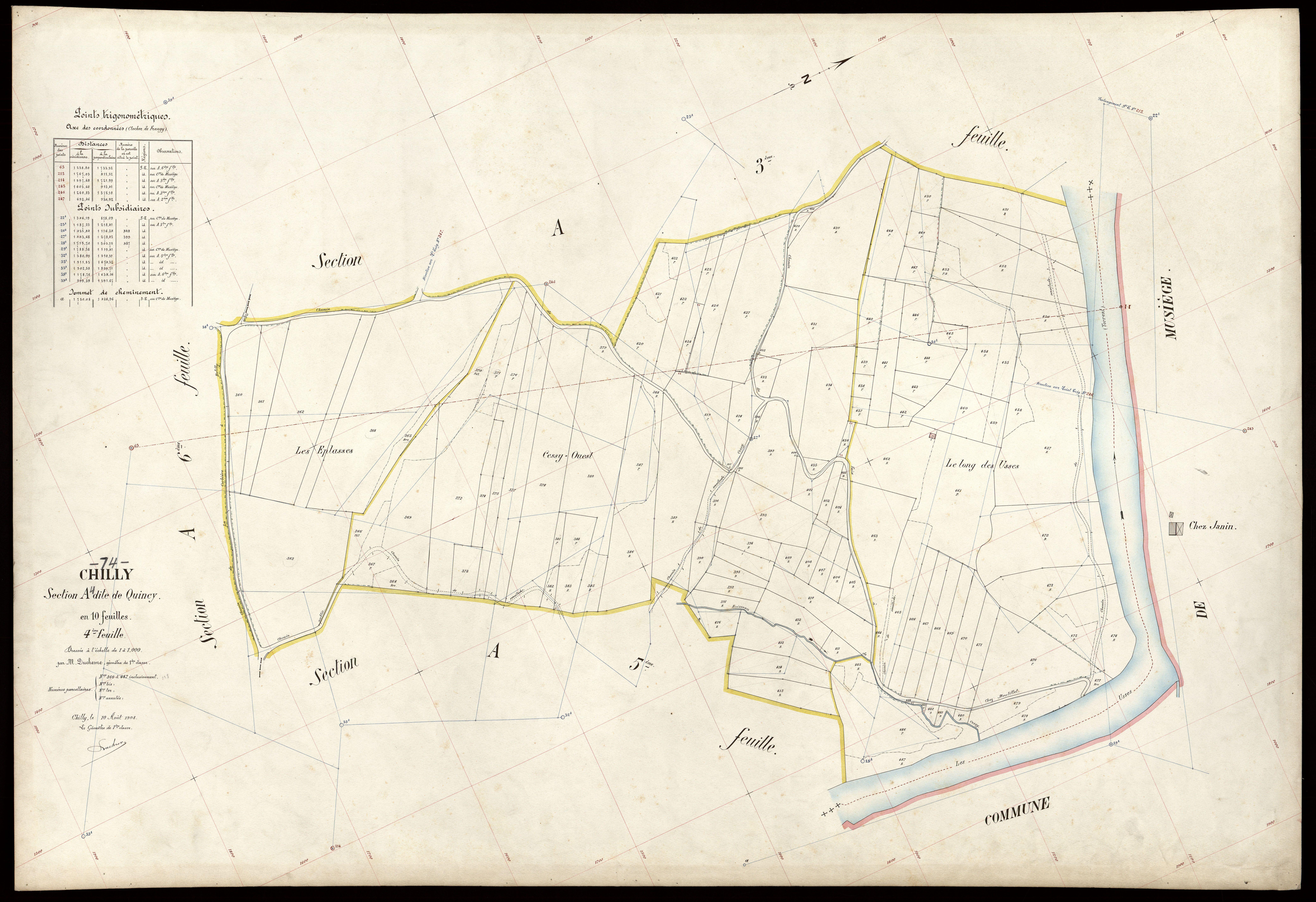 3 P 3 3563 - Feuille n° , parcelles n° 488 à 666 - 10 août 1908