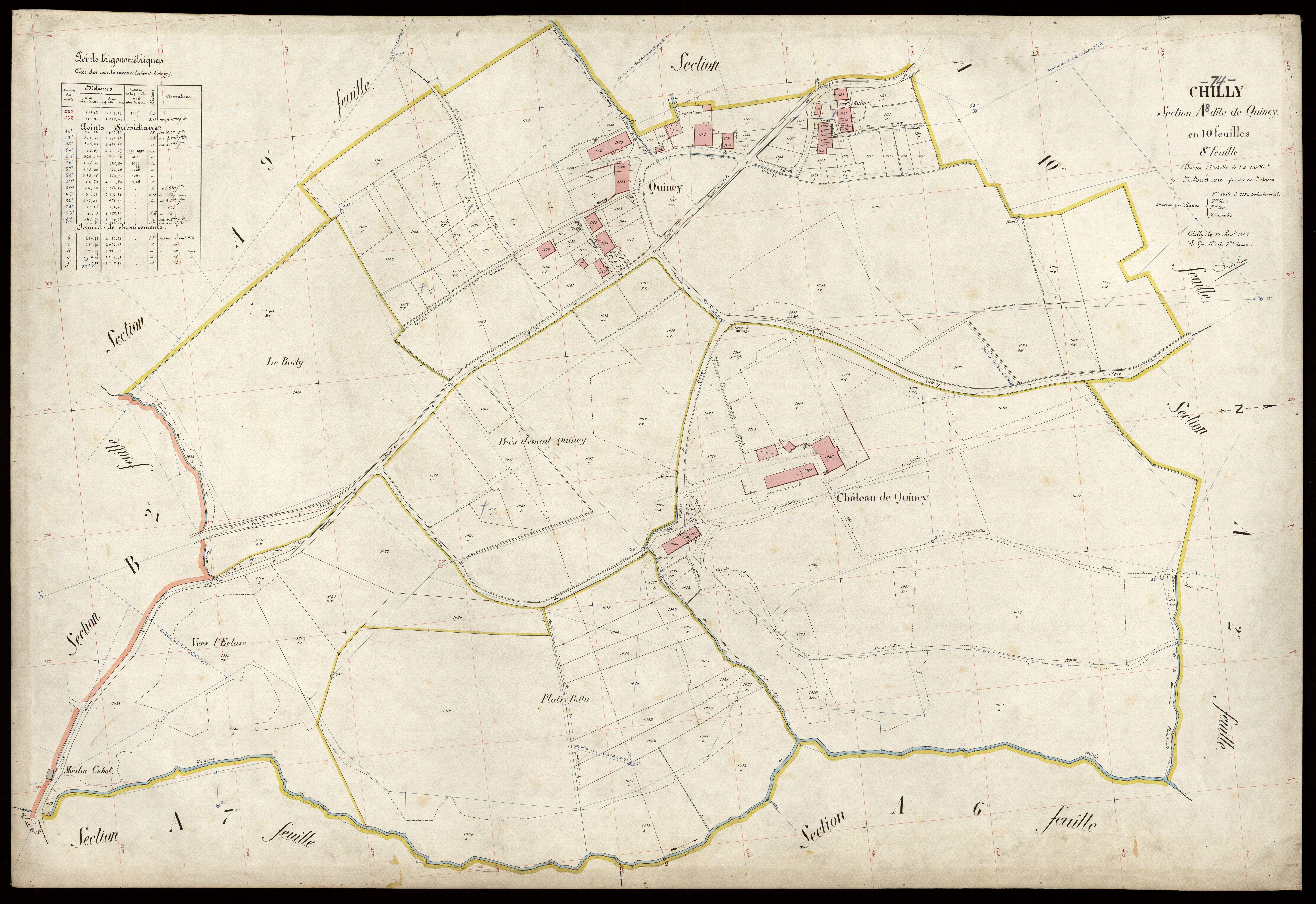3 P 3 3567 - Feuille n° 9, parcelles n° 1186 à 1374 - 10 août 1908