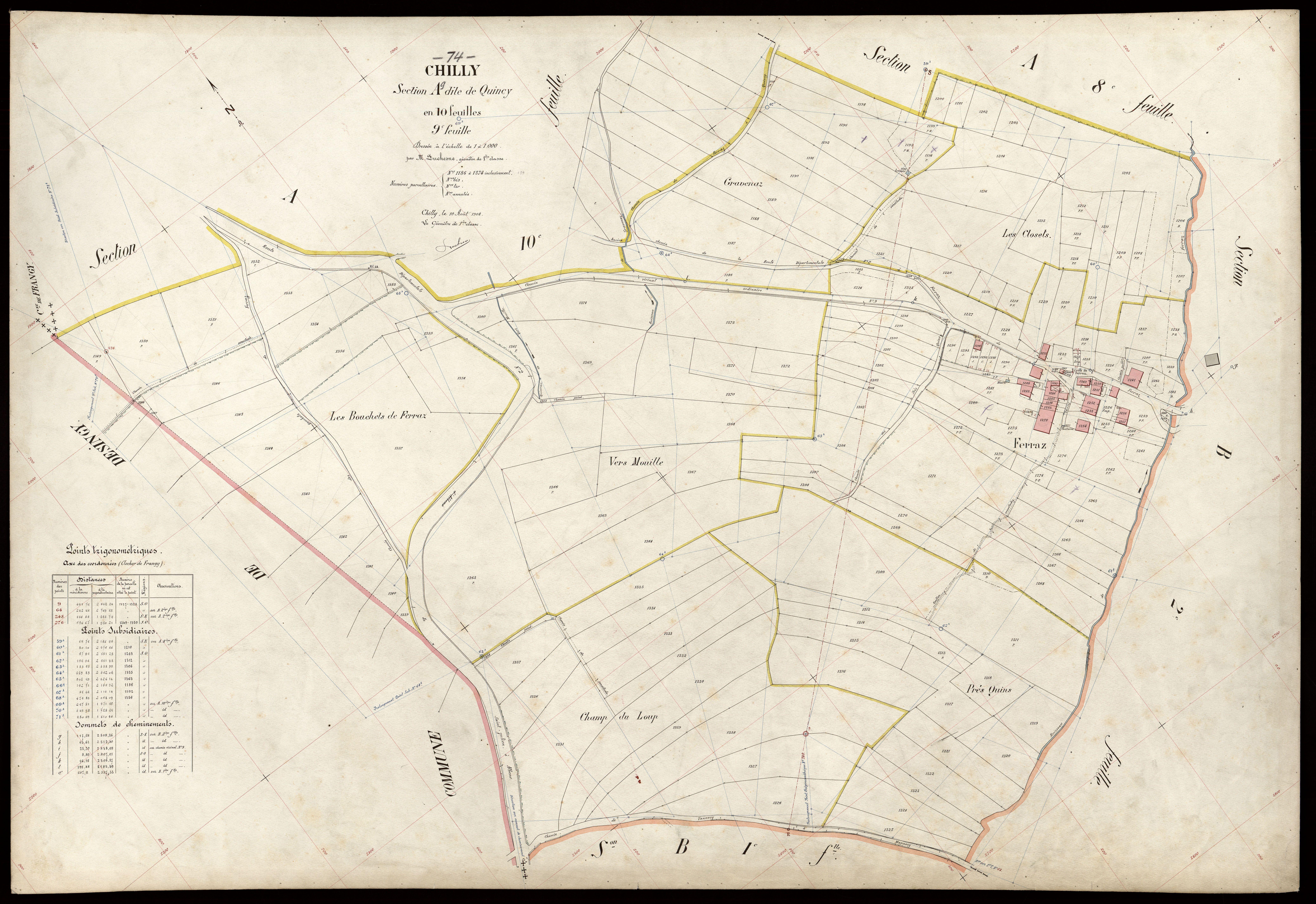 3 P 3 3568 - Feuille n° 10, parcelles n° 137 à 101 - 10 août 1908