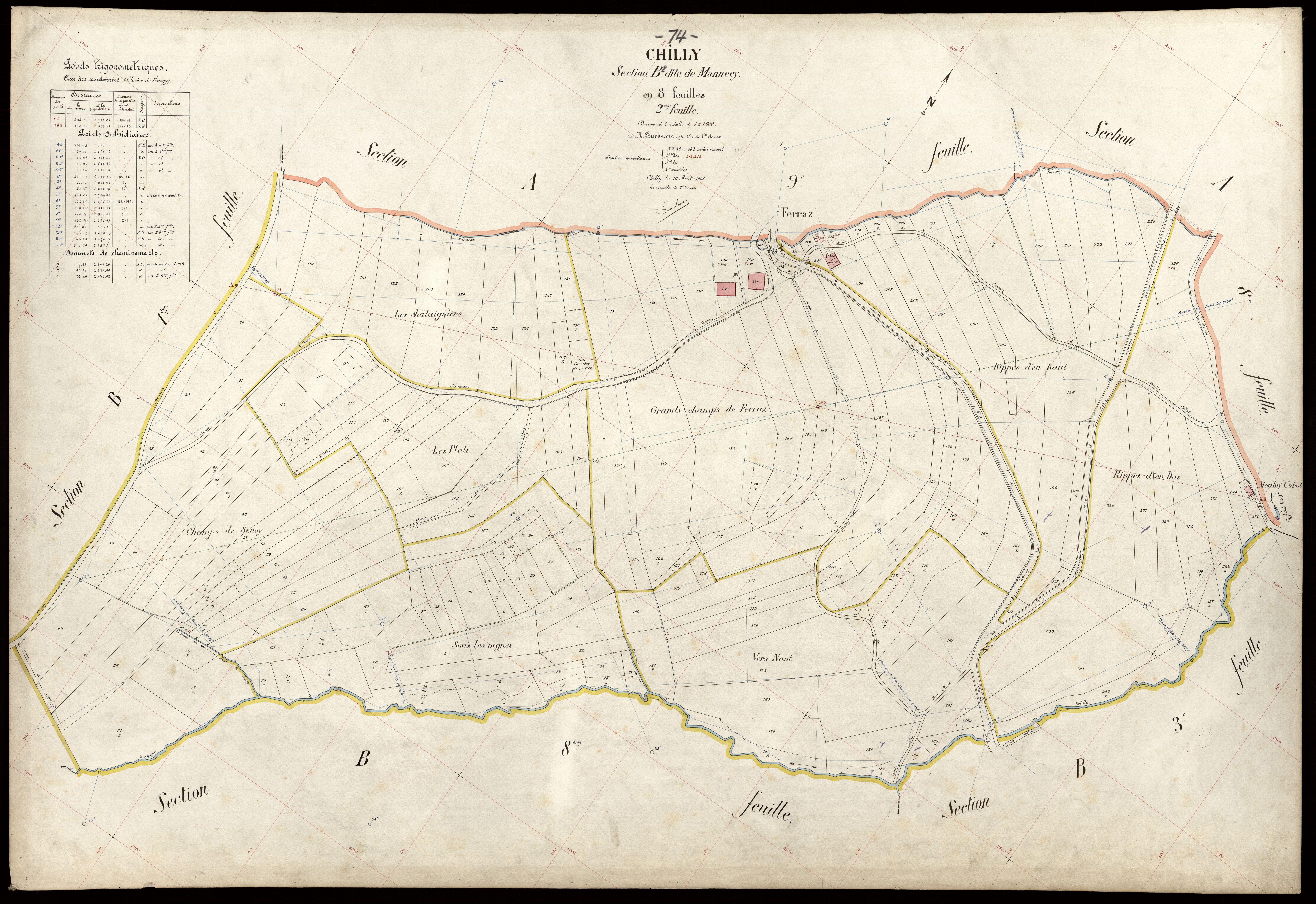 3 P 3 3571 - Feuille n° 3, parcelles n° 243 à 499 - 10 août 1908