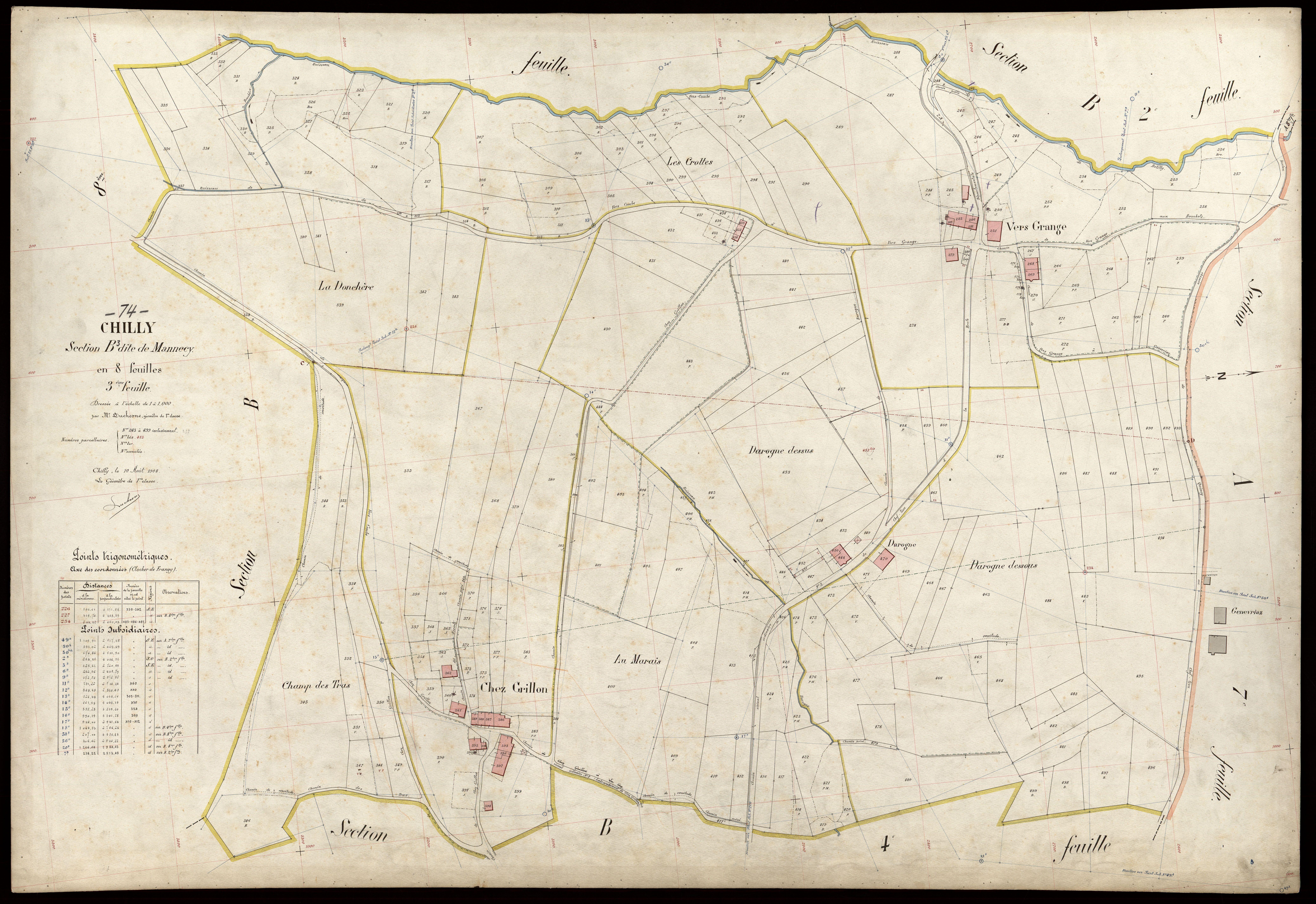 3 P 3 3572 - Feuille n° 4, parcelles n° 00 à 701 - 10 août 1908
