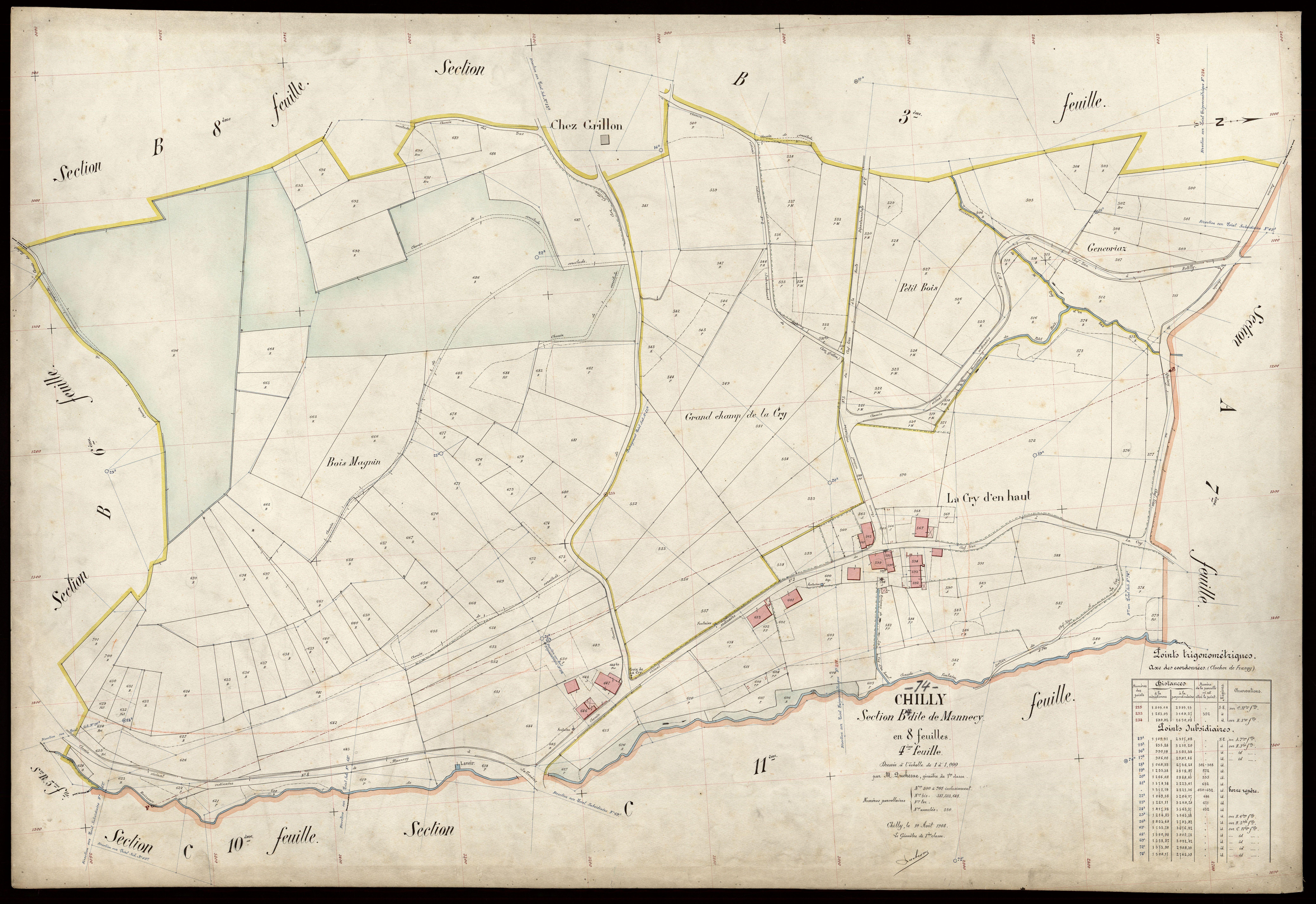 3 P 3 3573 - Feuille n° , parcelles n° 702 à 81 - 10 août 1908
