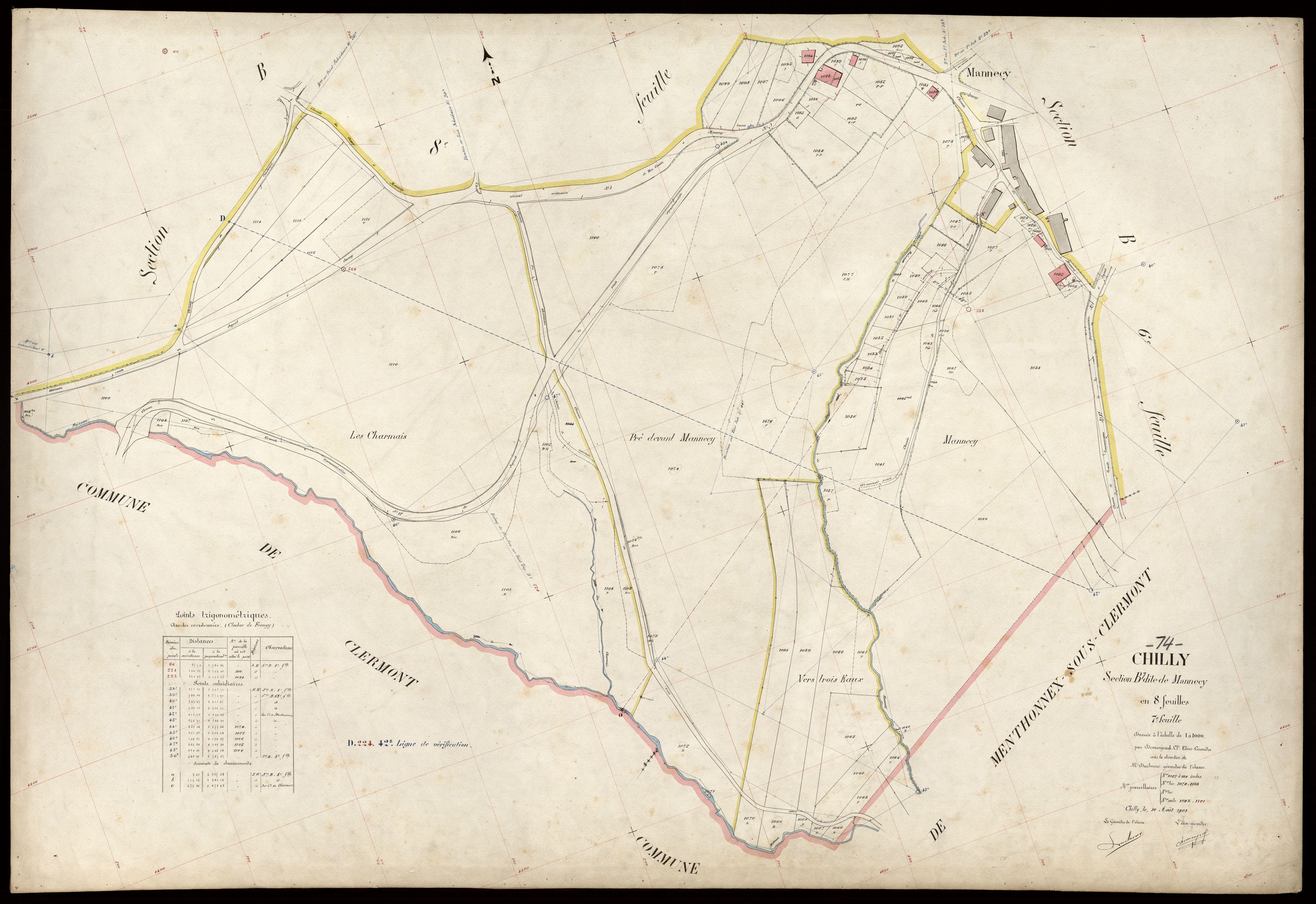 3 P 3 3576 - Feuille n° 8, parcelles n° 111 à 122 - 10 août 1908