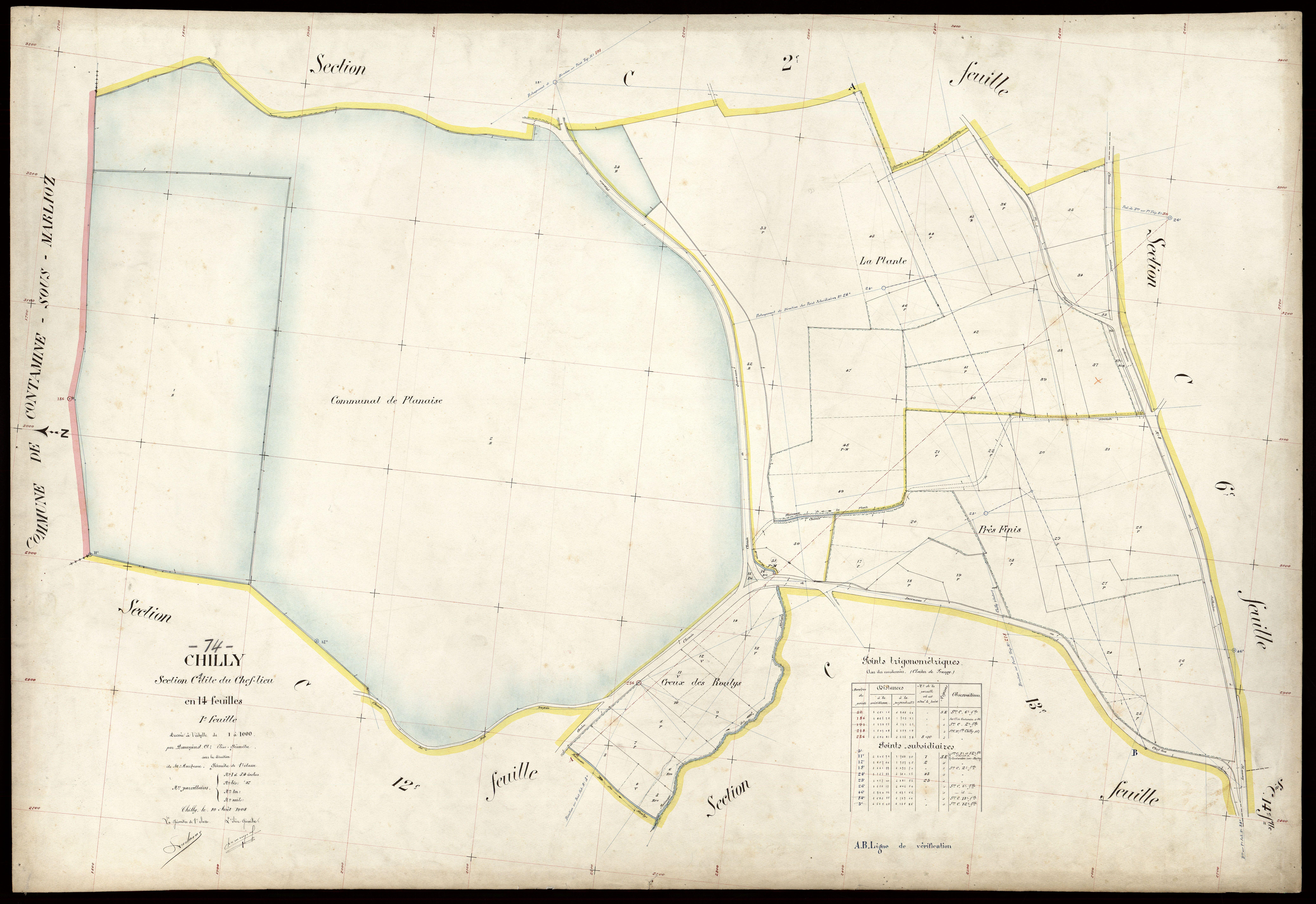 3 P 3 3578 - Feuille n° 2, parcelles n° à 193 - 10 août 1908