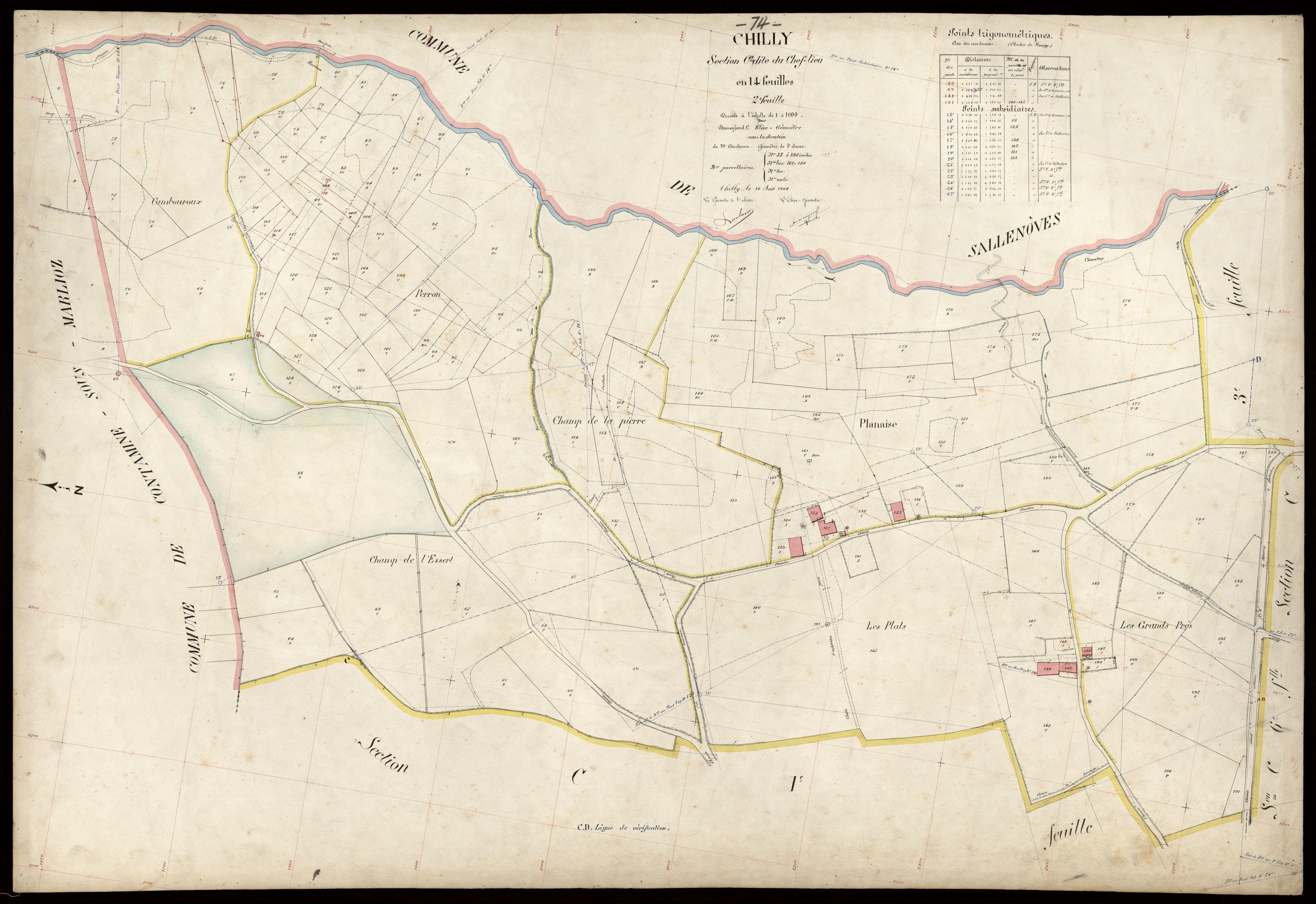 3 P 3 3579 - Feuille n° 3, parcelles n° 194 à 320 - 10 août 1908