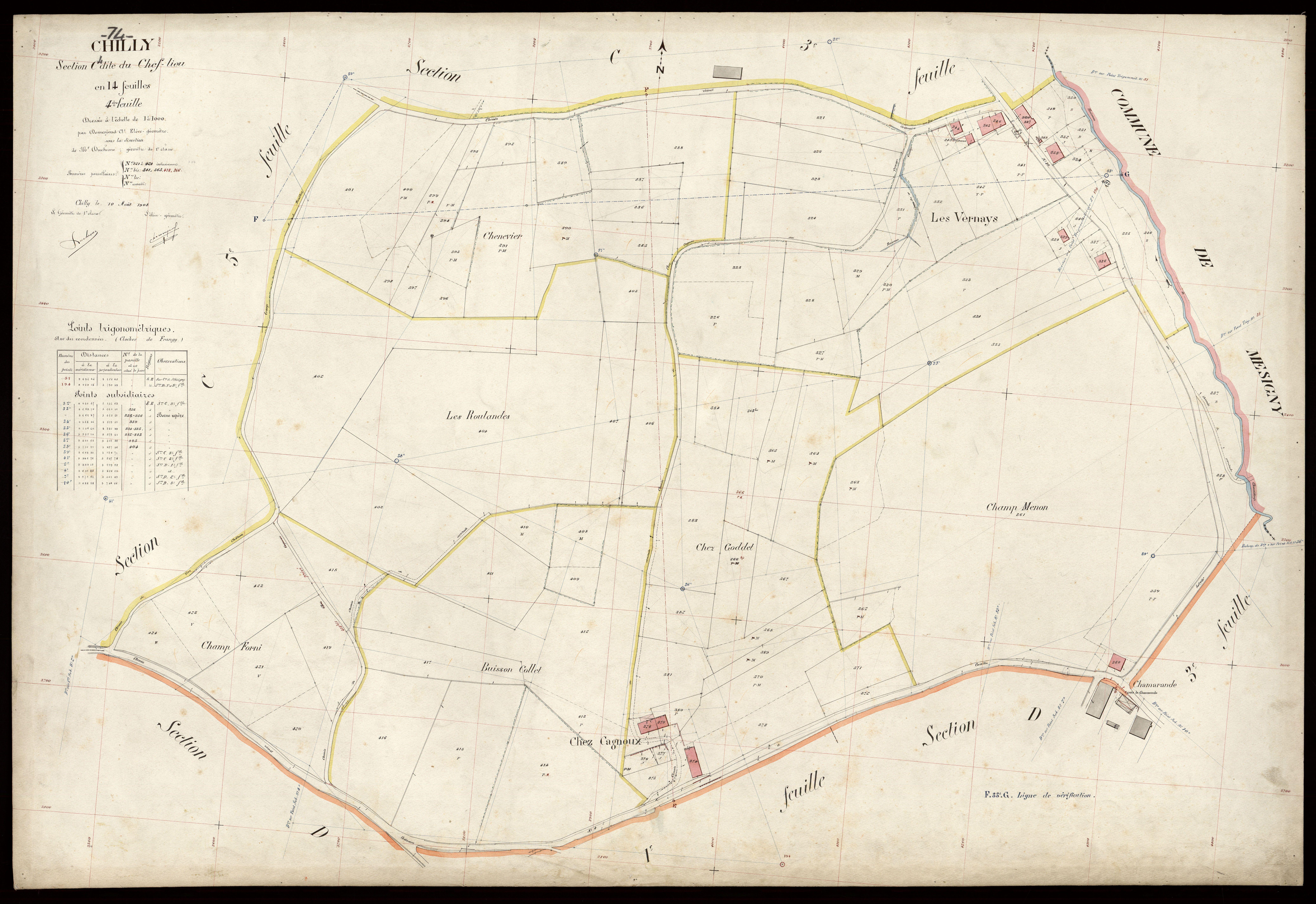 3 P 3 3581 - Feuille n° , parcelles n° 42 à 90 - 10 août 1908