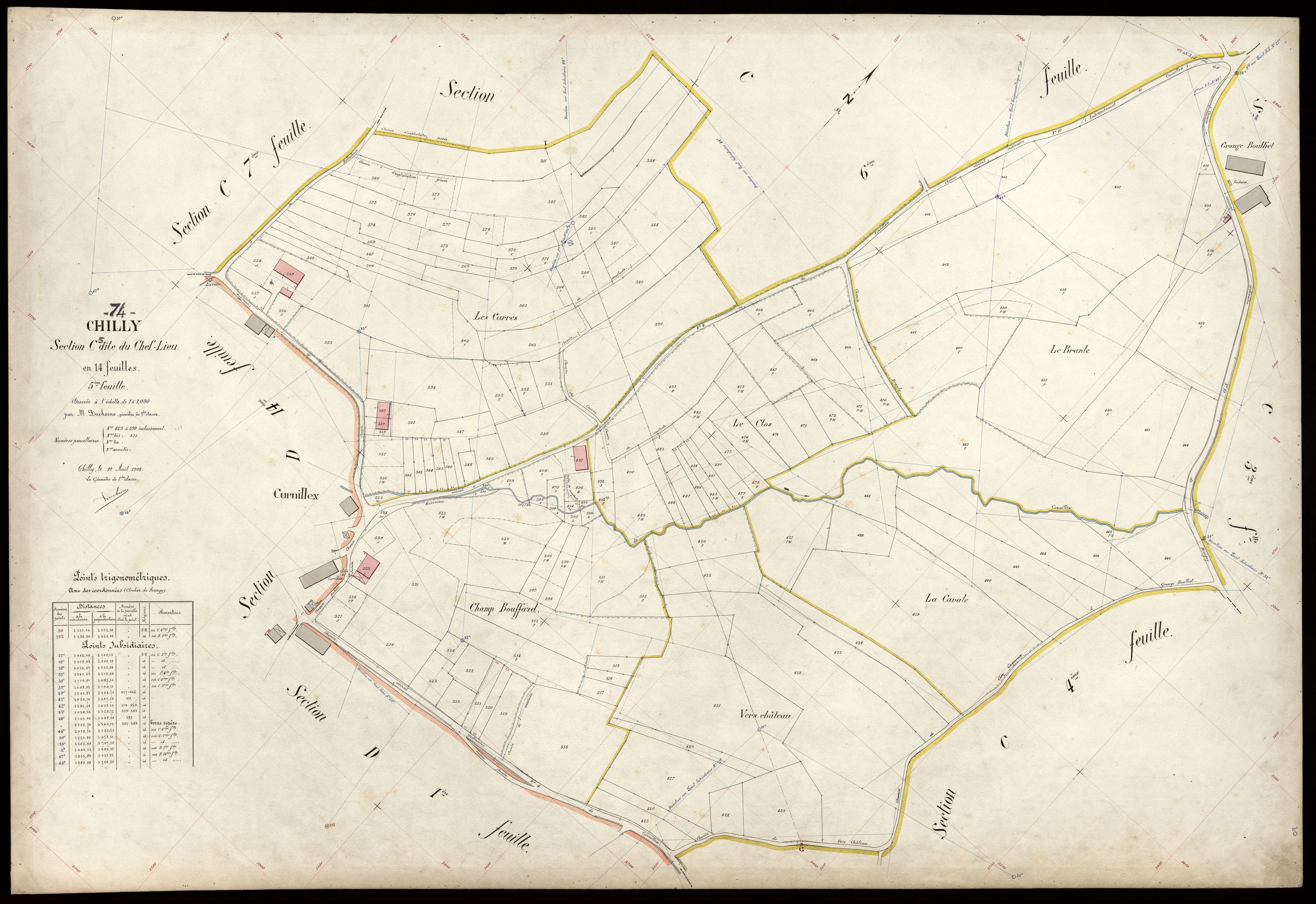 3 P 3 3582 - Feuille n° 6, parcelles n° 91 à 726 - 10 août 1908