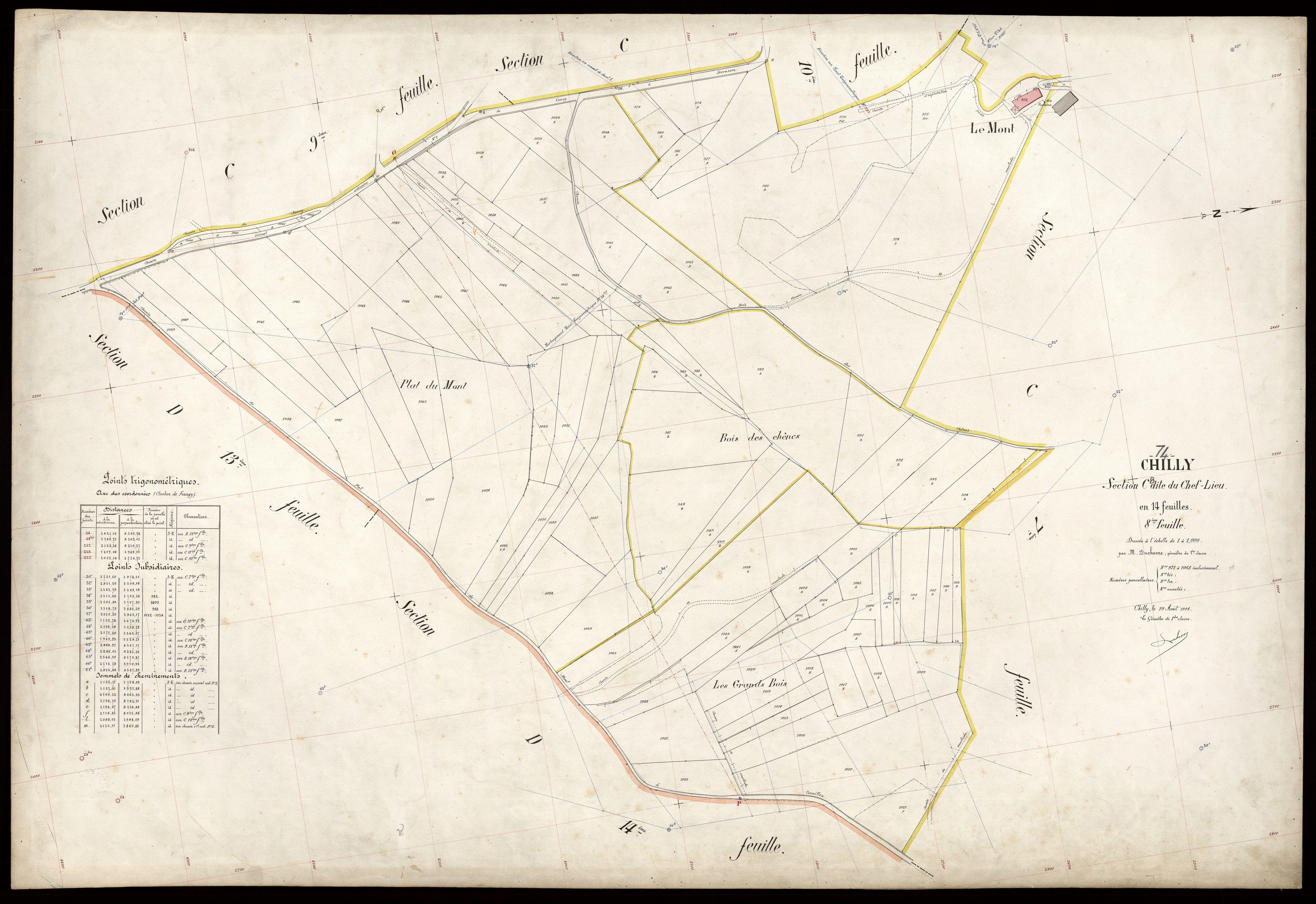 3 P 3 3585 - Feuille n° 9, parcelles n° 1069 à 1208 - 10 août 1908