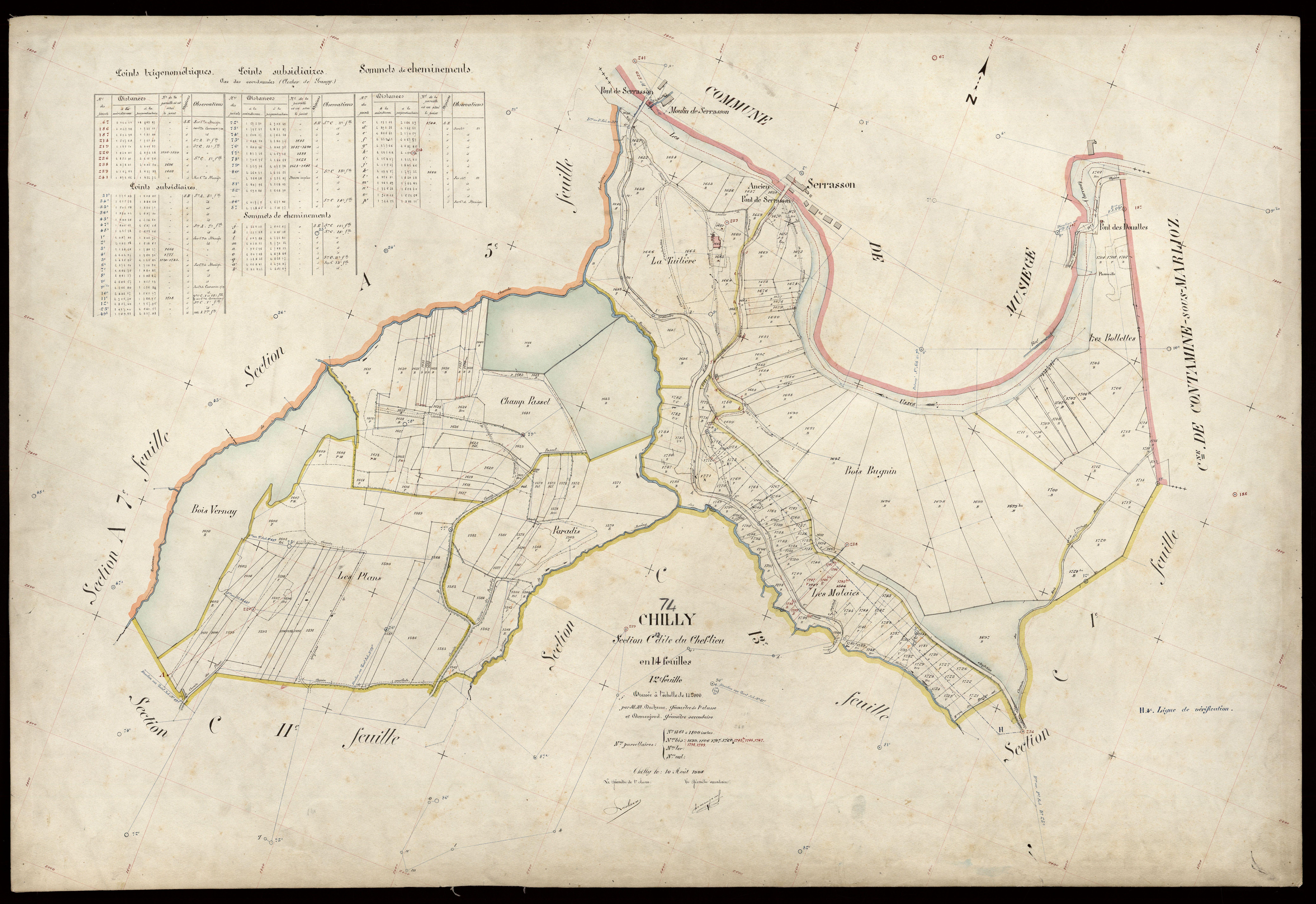 3 P 3 3589 - Feuille n° 13, parcelles n° 1801 à 1989 - 10 août 1908