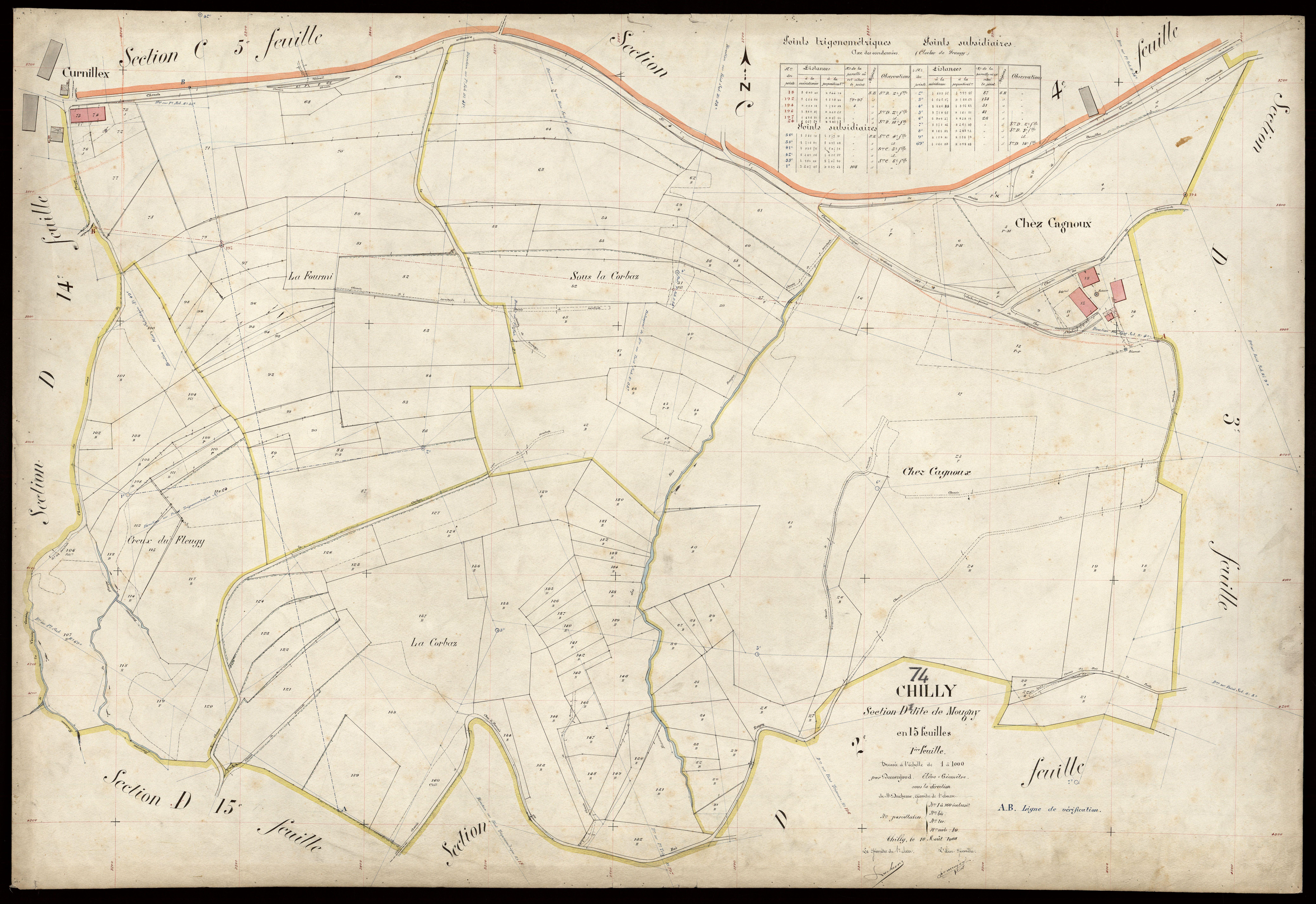 3 P 3 3592 - Feuille n° 2, parcelles n° 161 à 367 - 10 août 1908