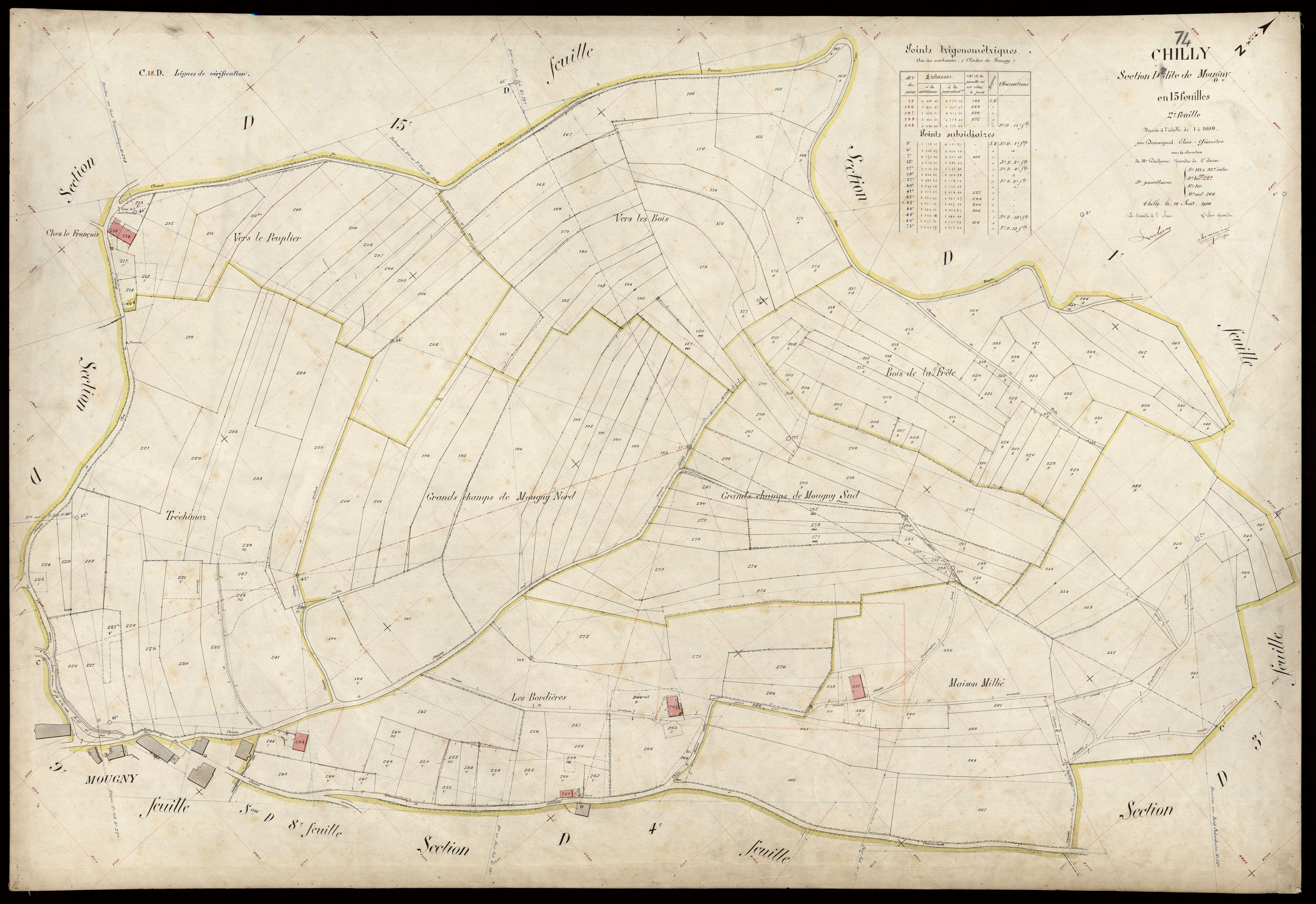 3 P 3 3593 - Feuille n° 3, parcelles n° 368 à 47 - 10 août 1908