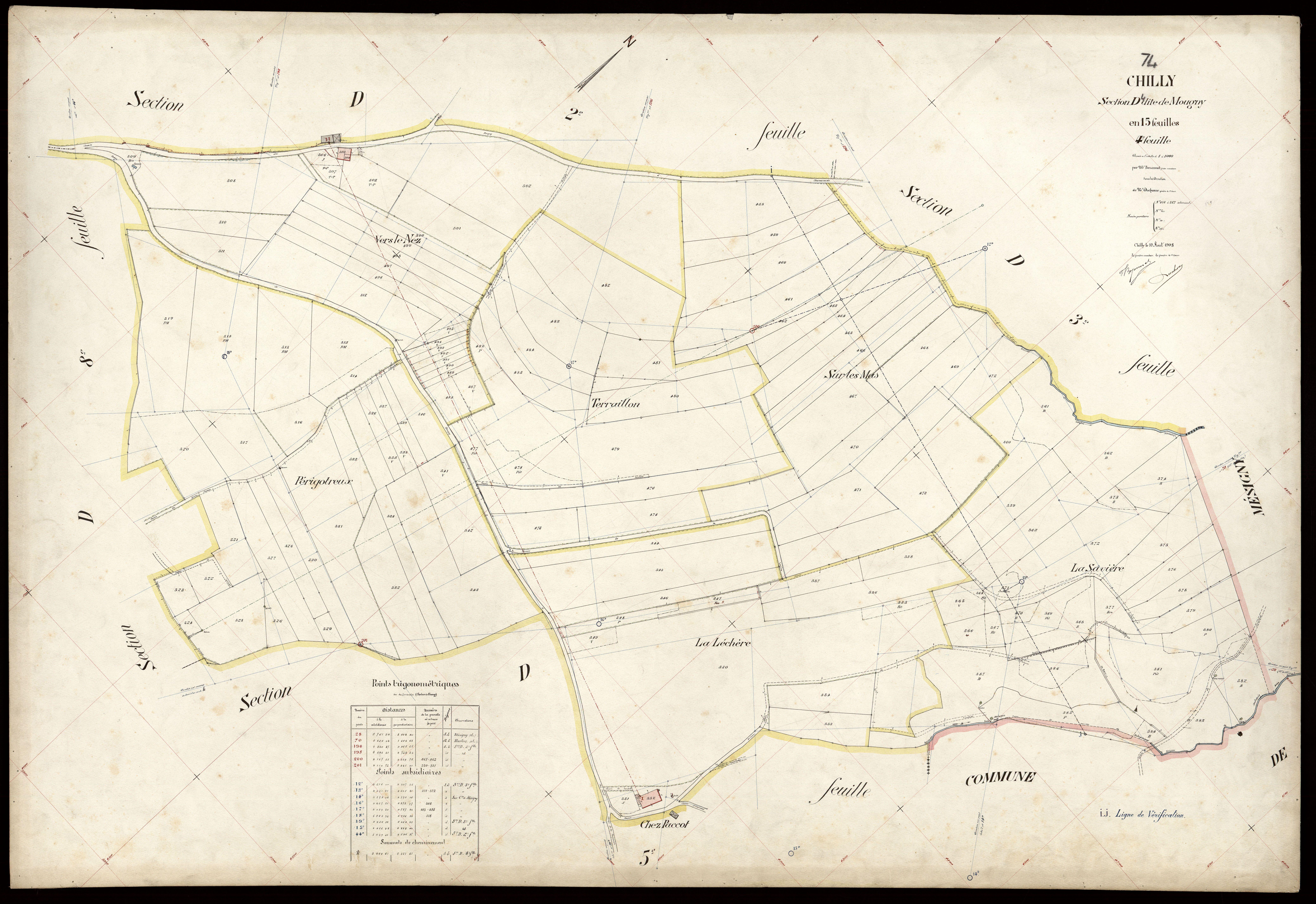 3 P 3 3595 - Feuille n° , parcelles n° 88 à 71 - 10 août 1908