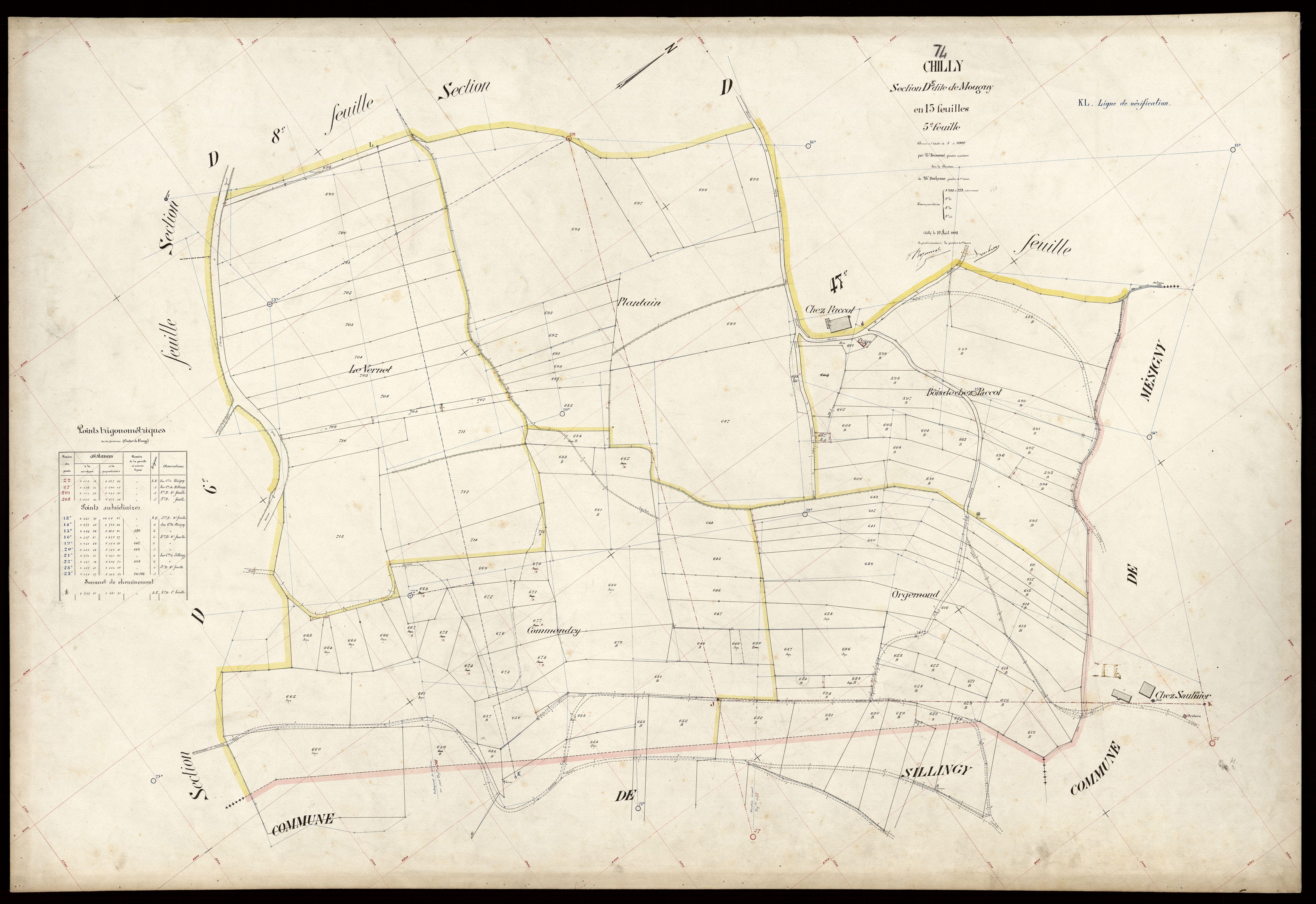 3 P 3 3596 - Feuille n° 6, parcelles n° 716 à 846 - 10 août 1908