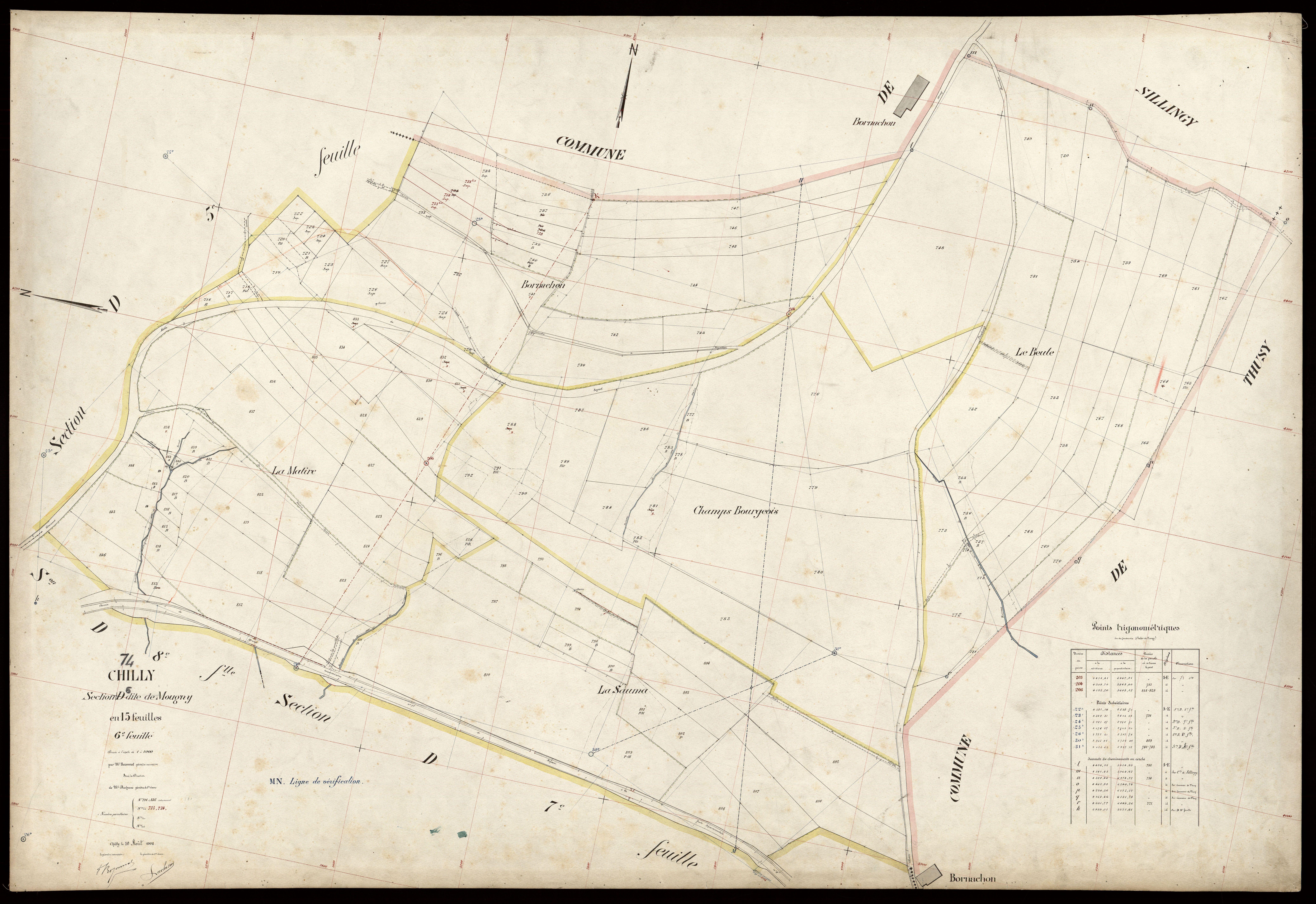 3 P 3 3597 - Feuille n° 7, parcelles n° 847 à 1044 - 10 août 1908