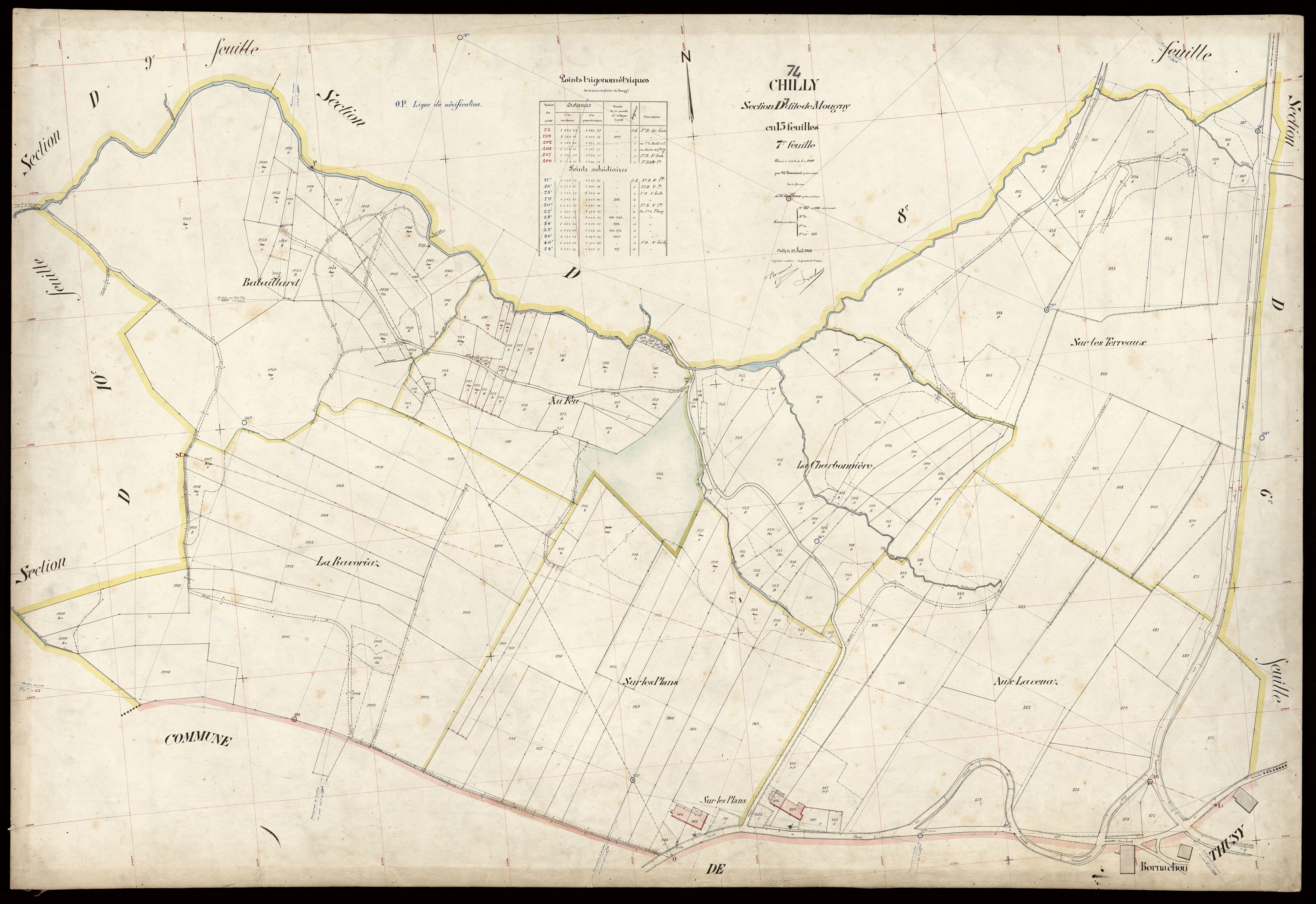 3 P 3 3598 - Feuille n° 8, parcelles n° 104 à 1198 - 10 août 1908