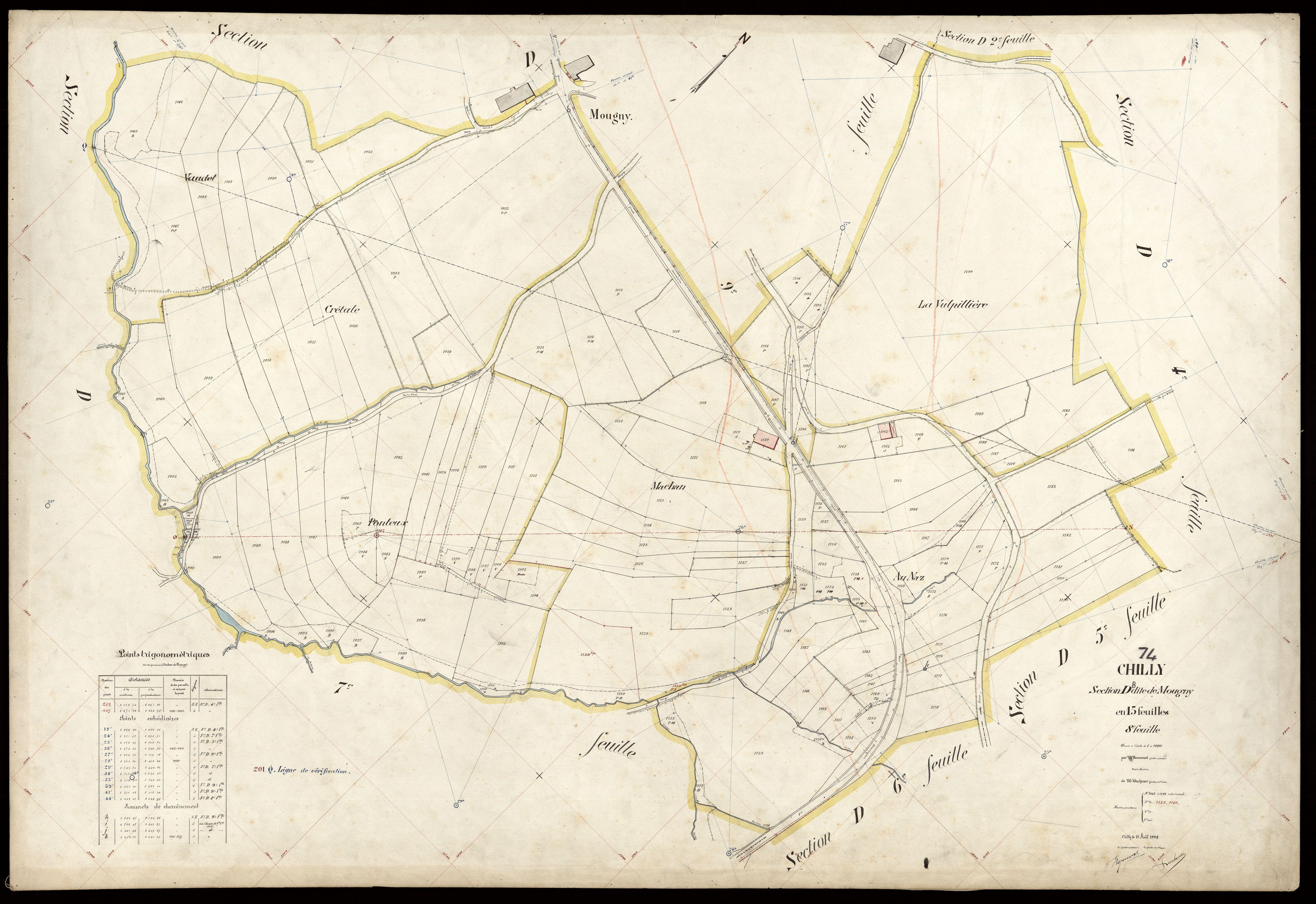 3 P 3 3599 - Feuille n° 9, parcelles n° 1199 à 1379 - 10 août 1908