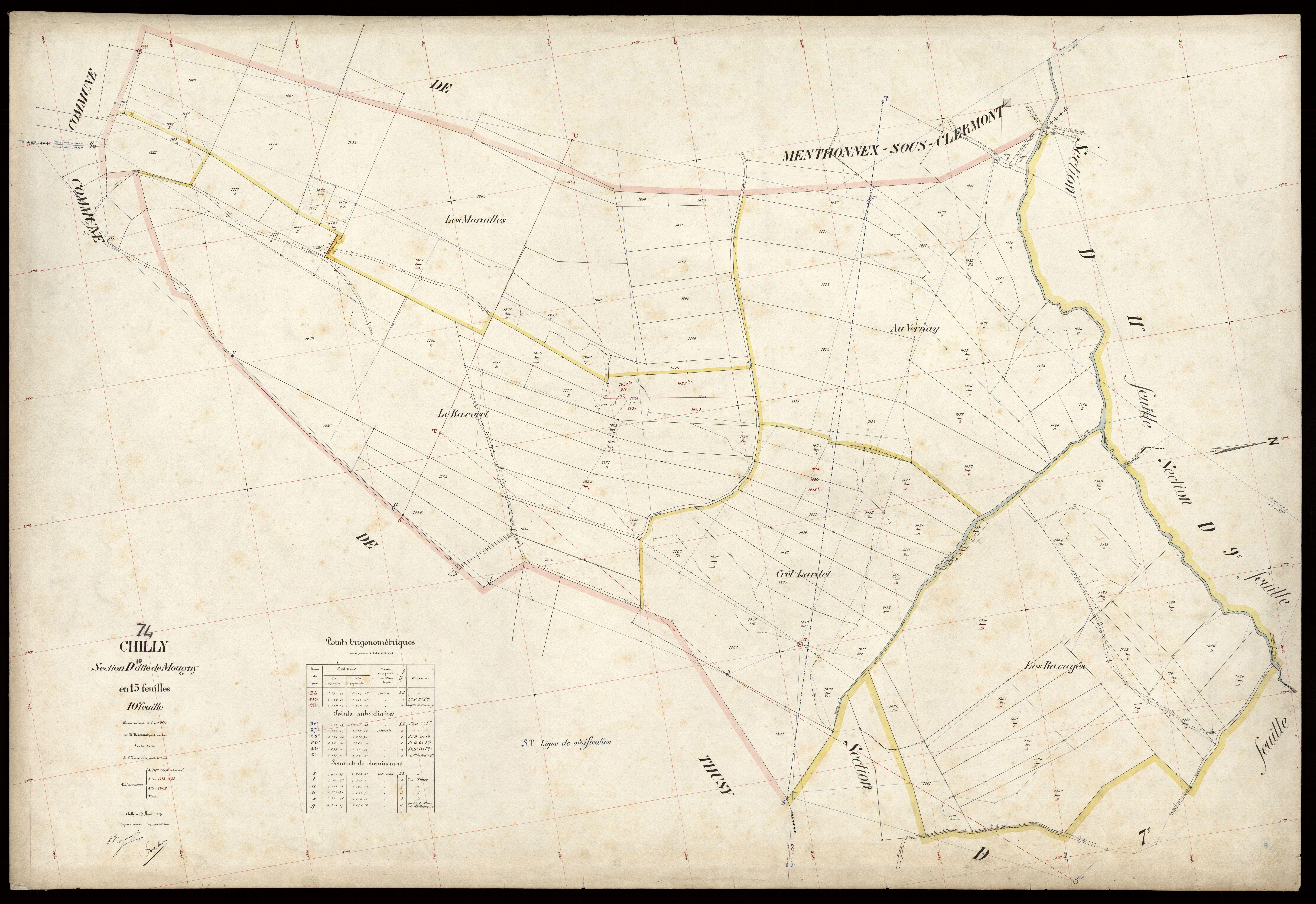 3 P 3 3601 - Feuille n° 11, parcelles n° 149 à 1734 - 10 août 1908