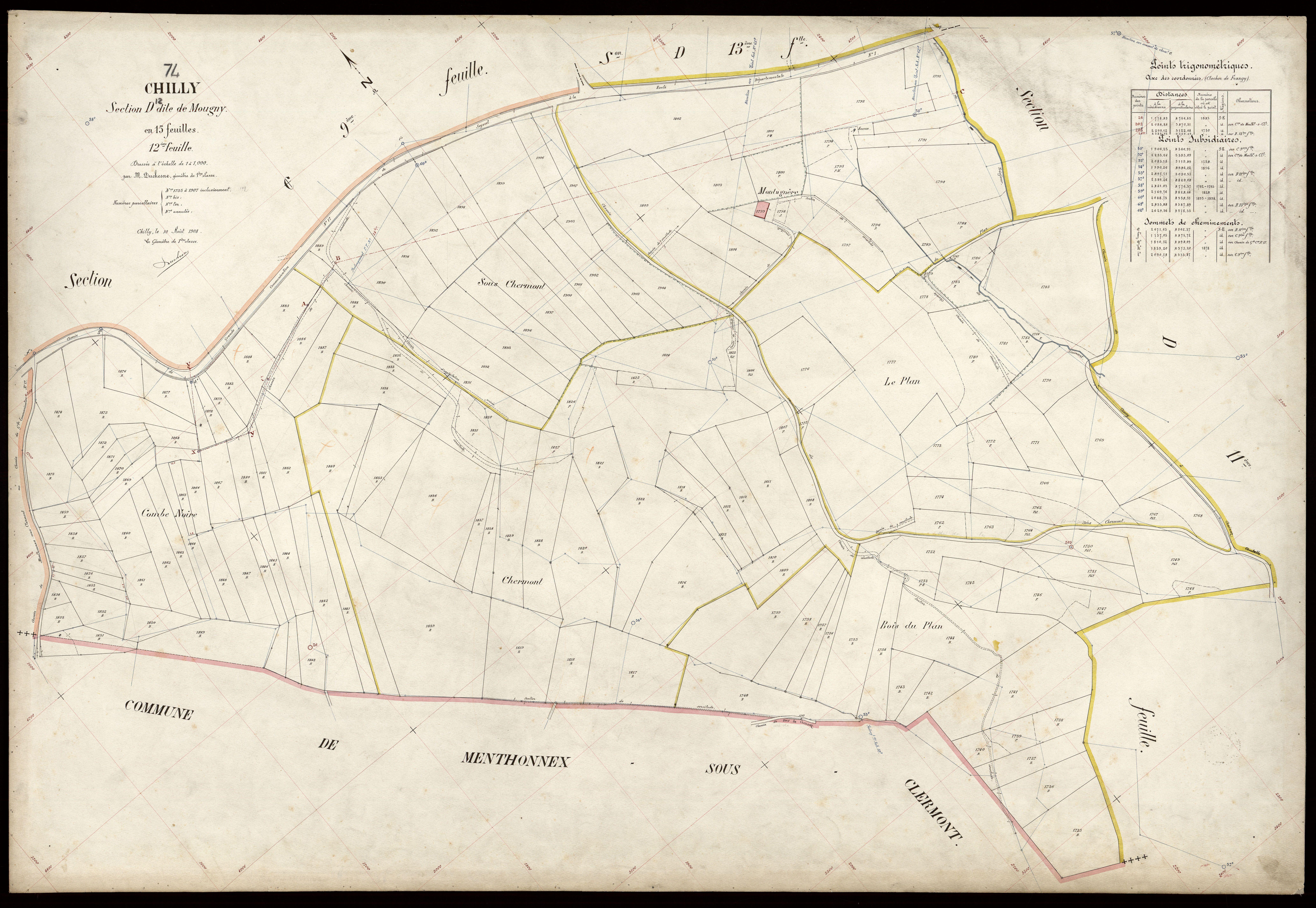 3 P 3 3603 - Feuille n° 13, parcelles n° 1908 à 201 - 10 août 1908