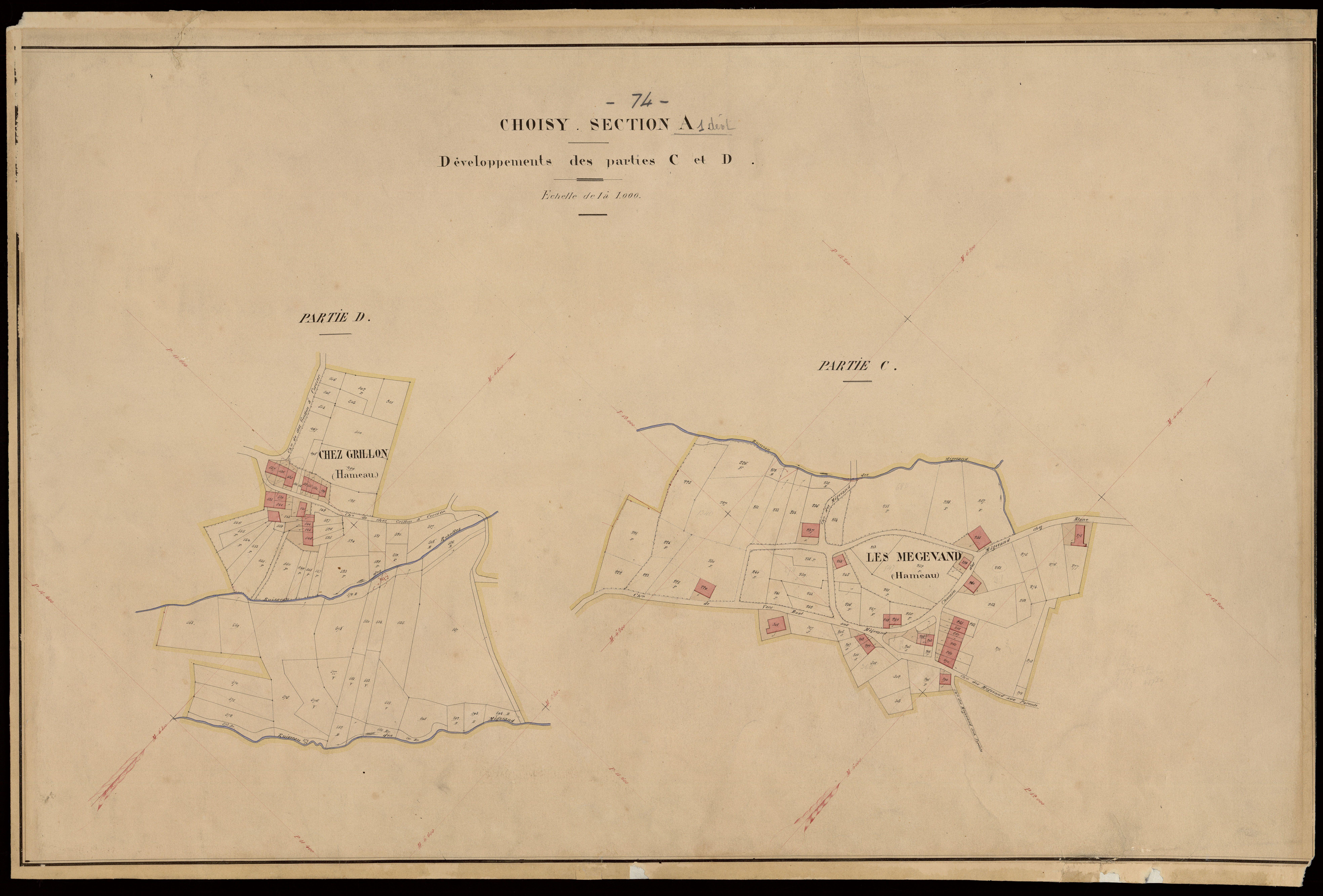 3 P 3 3609 - Feuille n° 2, parcelles n° 66 à 1071 - 1er juillet 1866