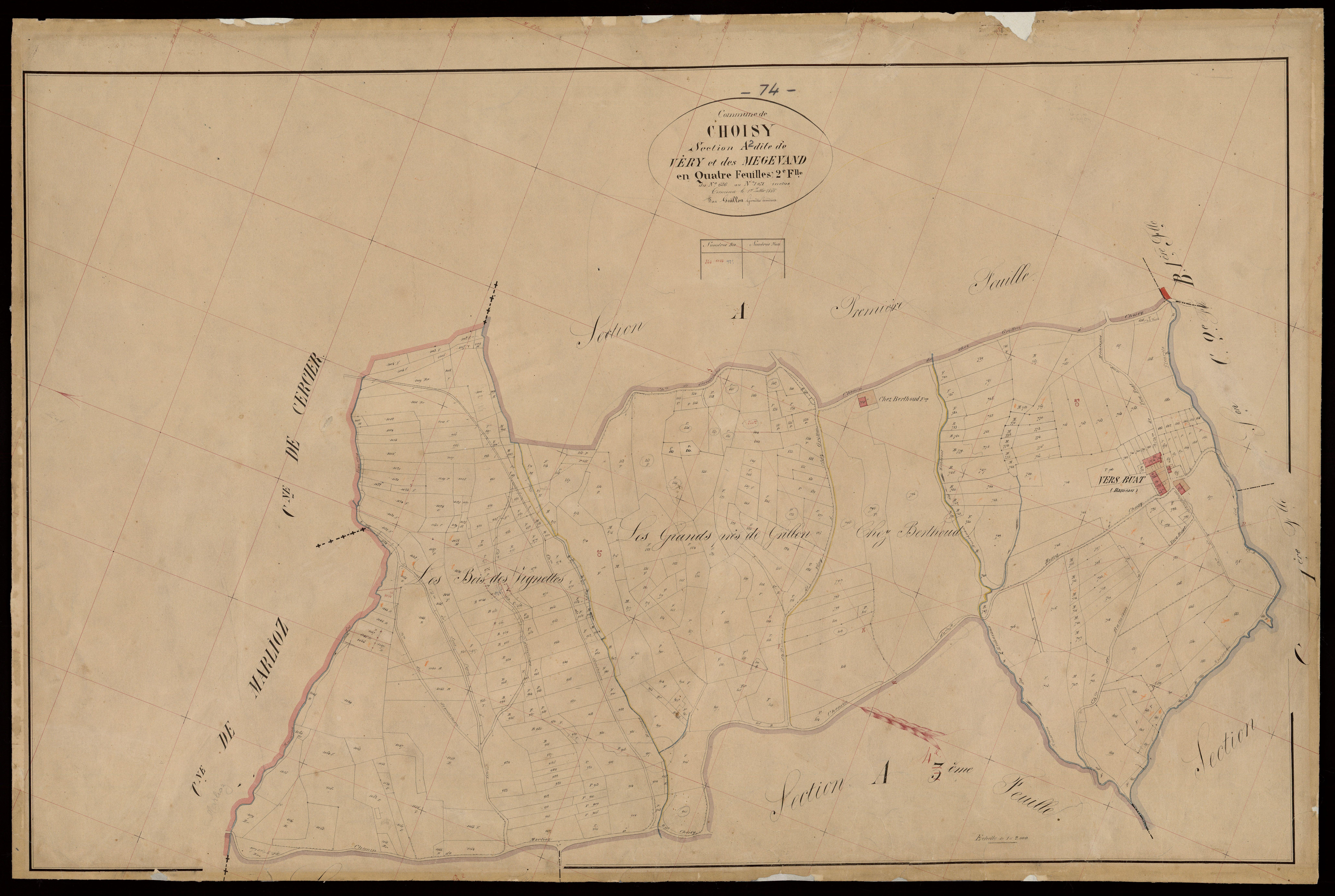 3 P 3 3610 - Feuille n° 3, parcelles n° 1072 à 1627 - 1er juillet 1866
