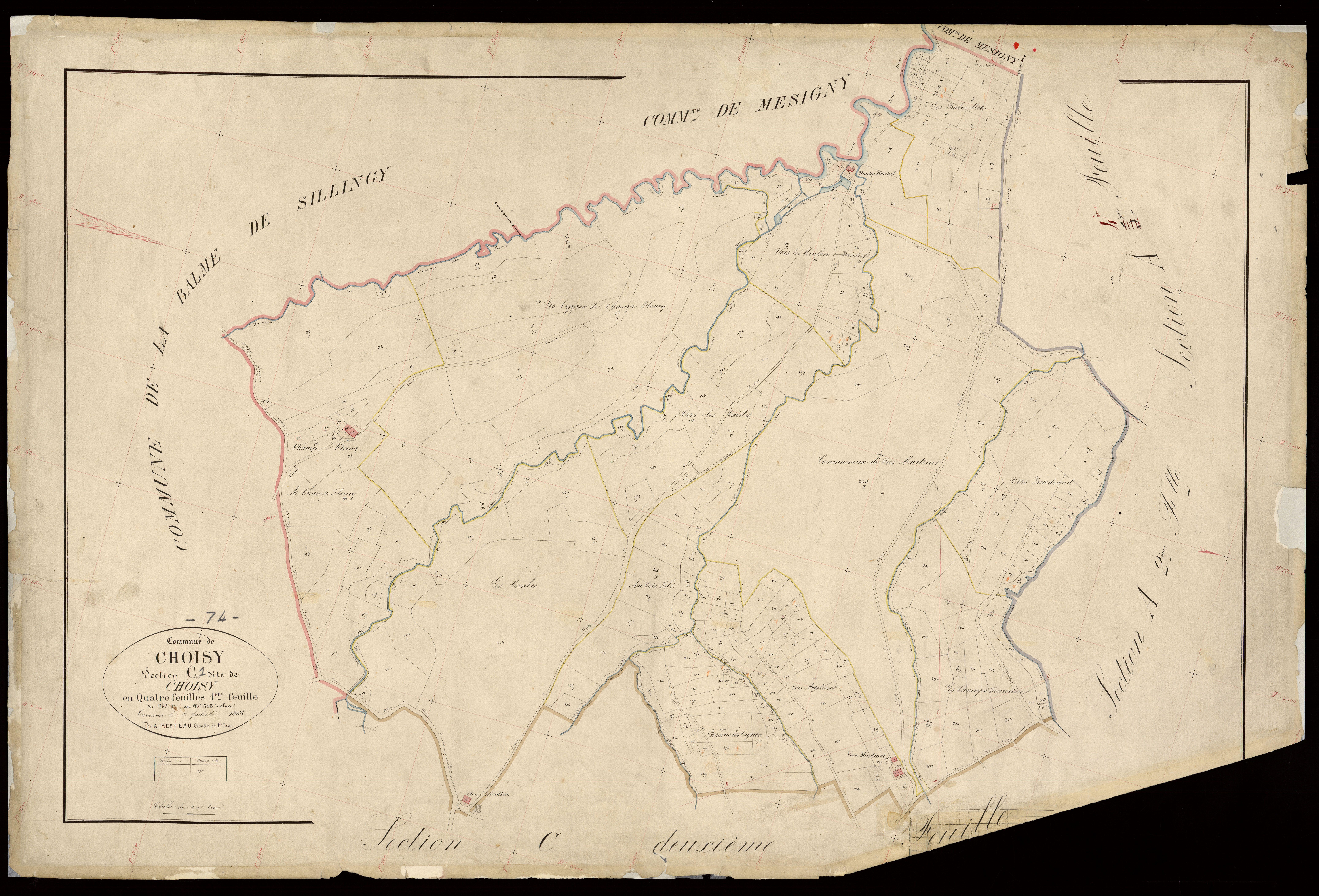 3 P 3 3615 - Feuille n° 2, parcelles n° 304 à 679 - 1er juillet 1866