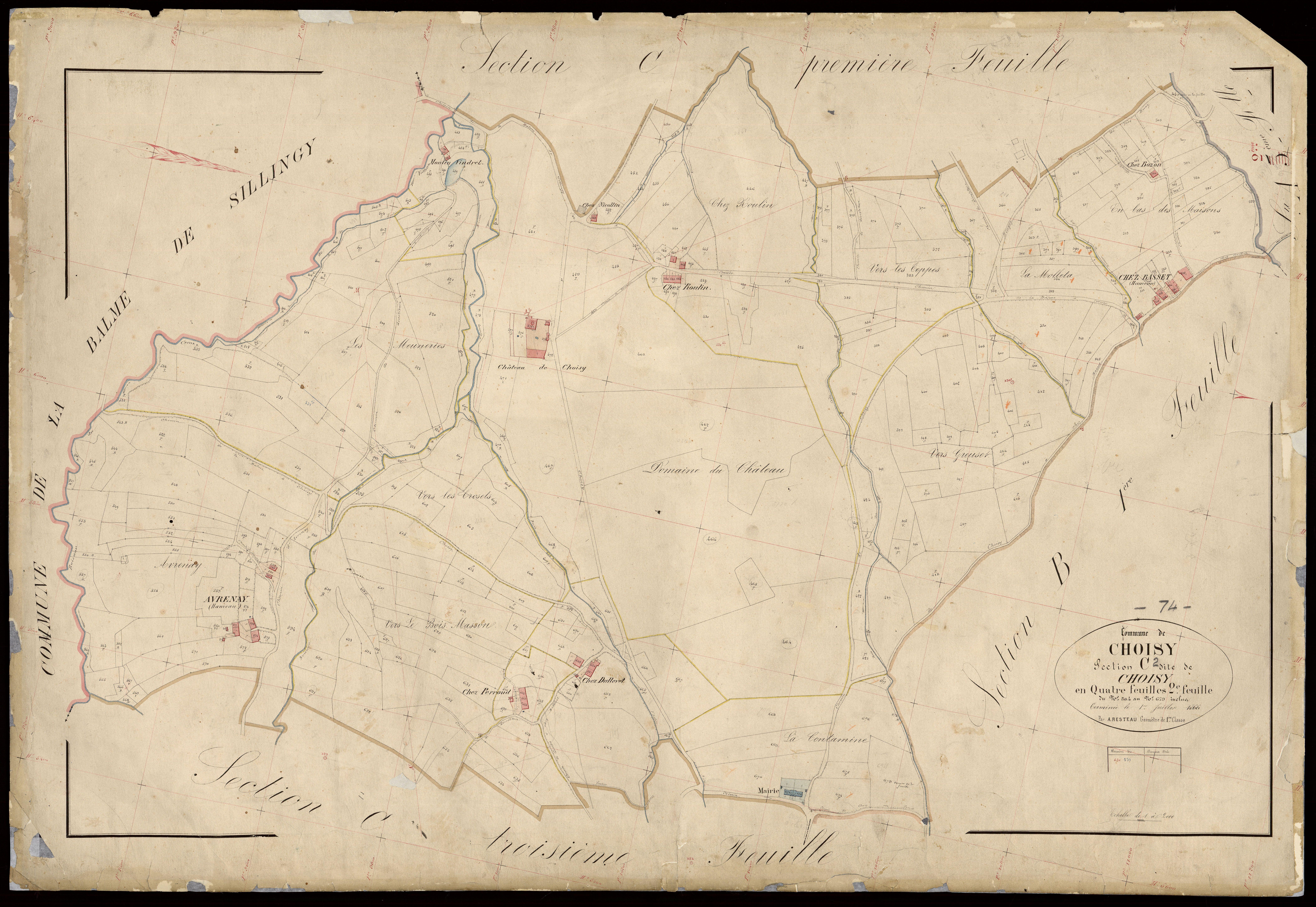 3 P 3 3616 - Feuille n° 3, parcelles n° 680 à 978 - 1er juillet 1866