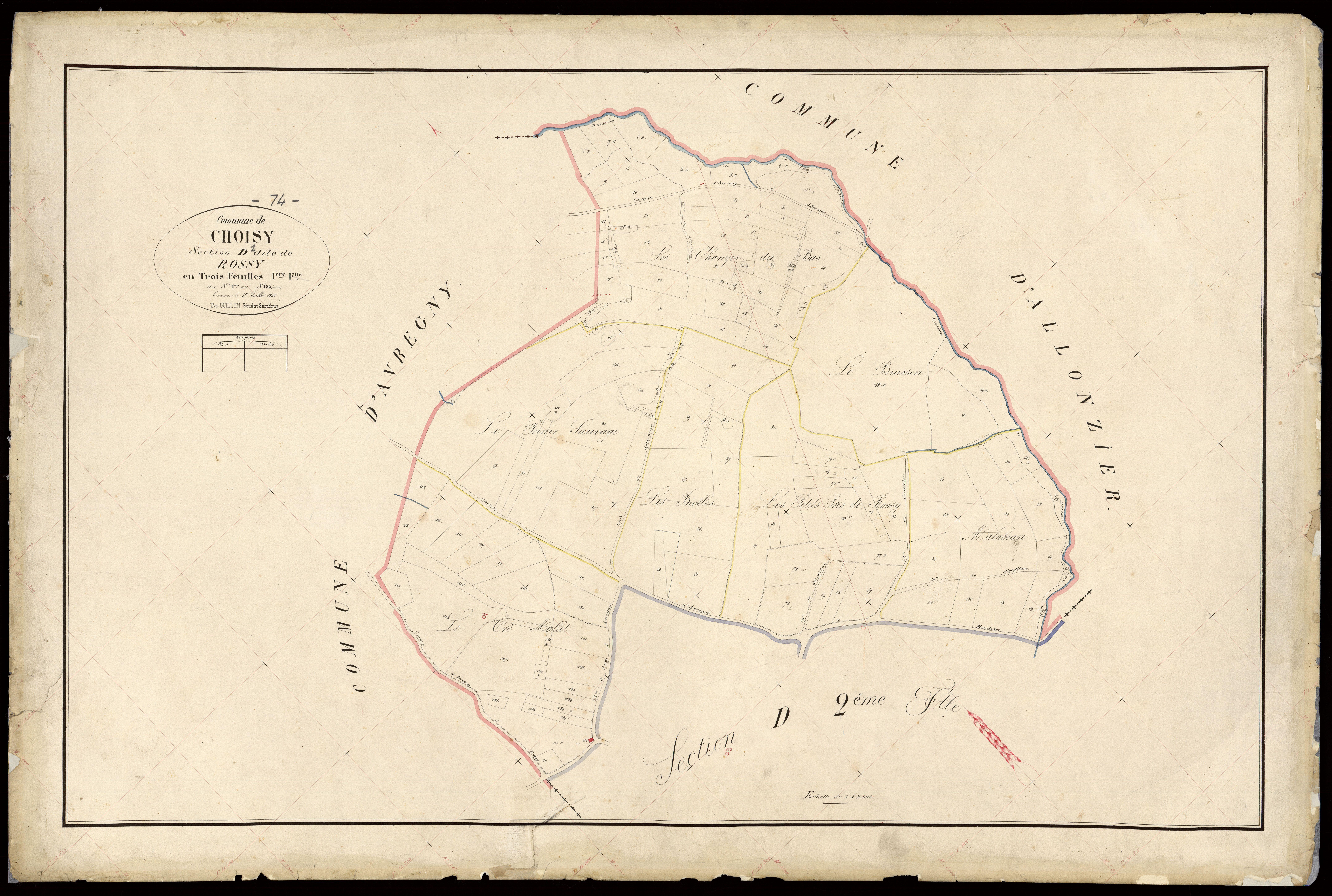 3 P 3 3619 - Feuille n° 2, parcelles n° 13 à 33 - 1er juillet 1866