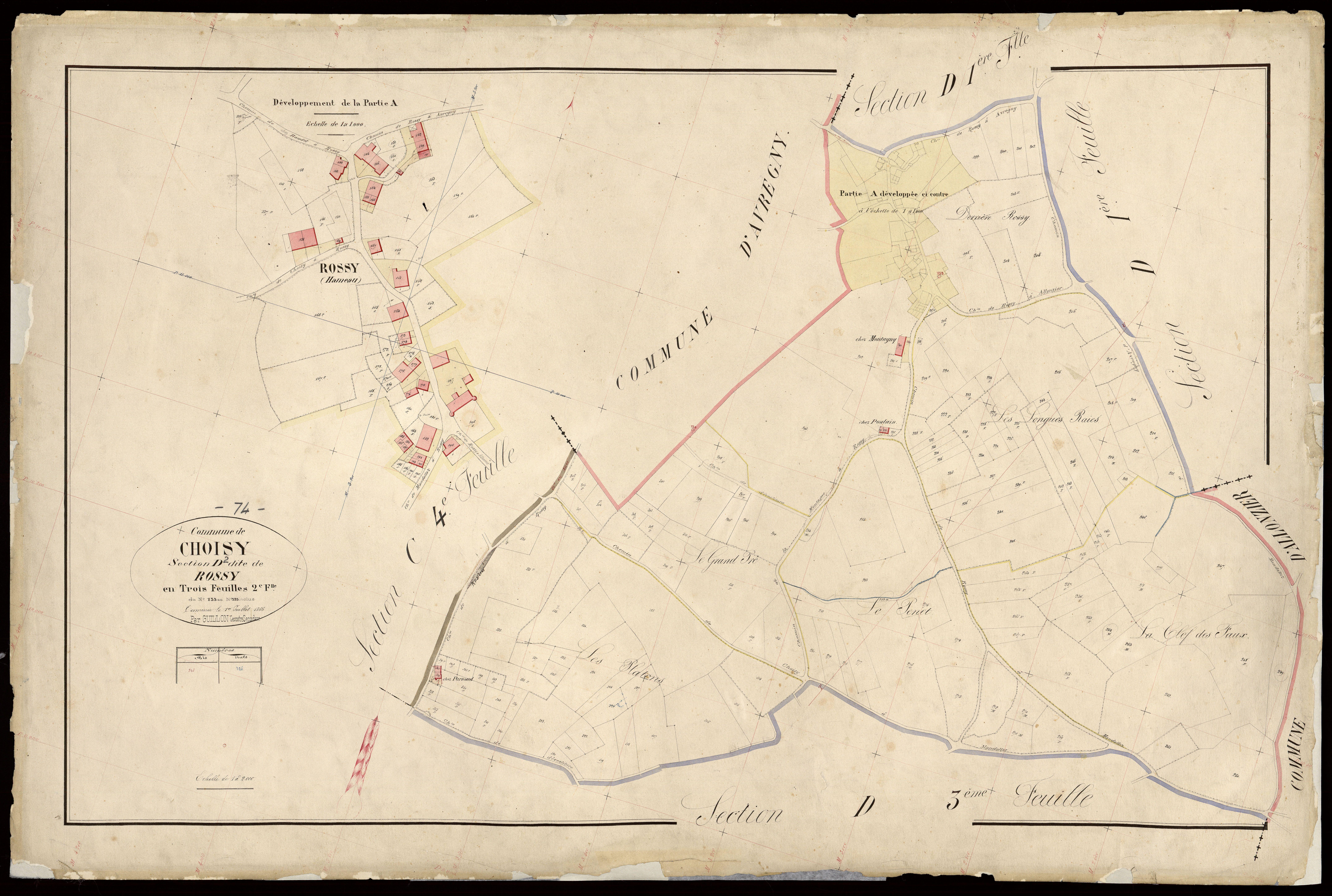 3 P 3 3620 - Feuille n° 3, parcelles n° 34 à 83 - 1er juillet 1866