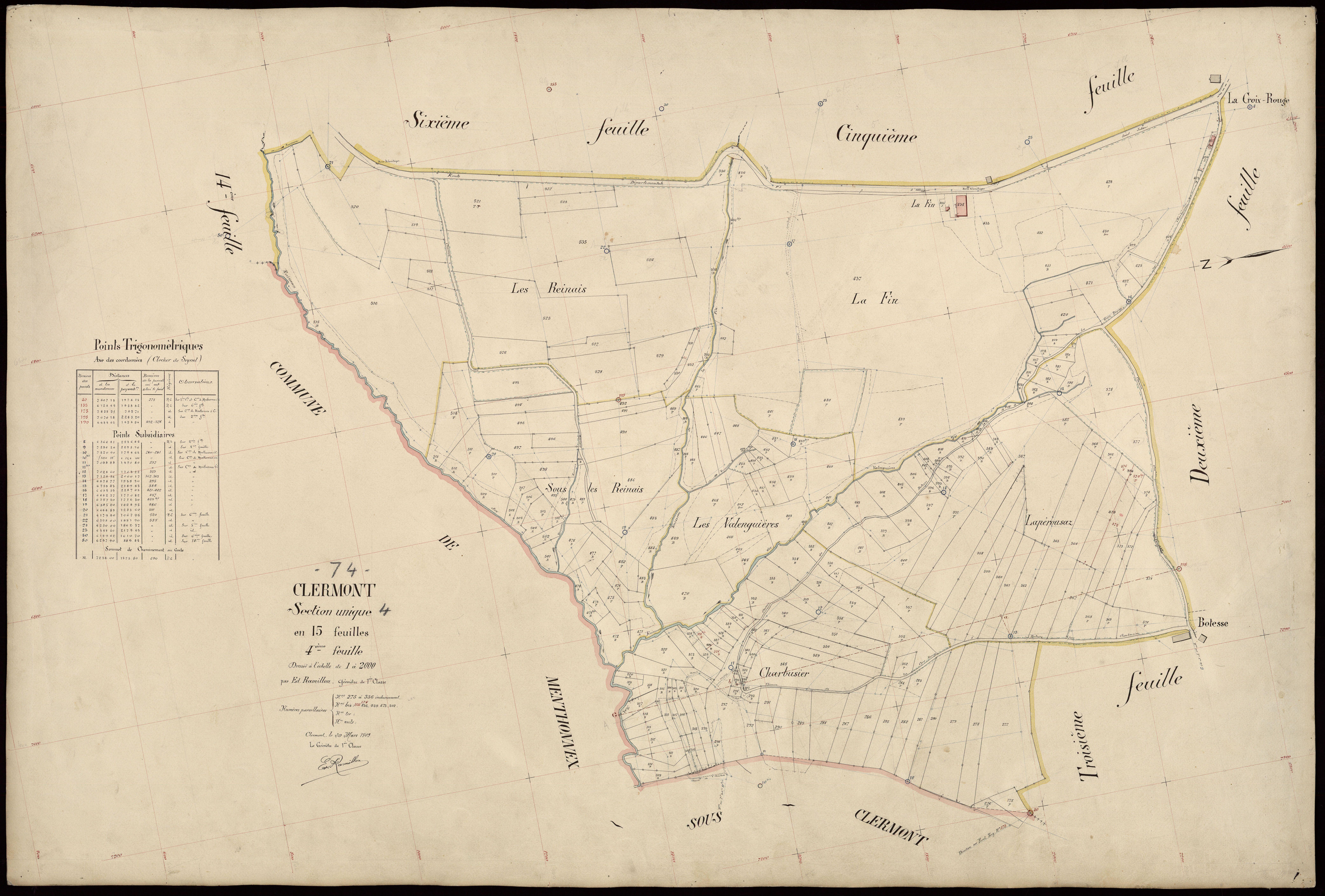 3 P 3 3667 - Feuille n° , parcelles n° 37 à 648 - 20 mars 1909