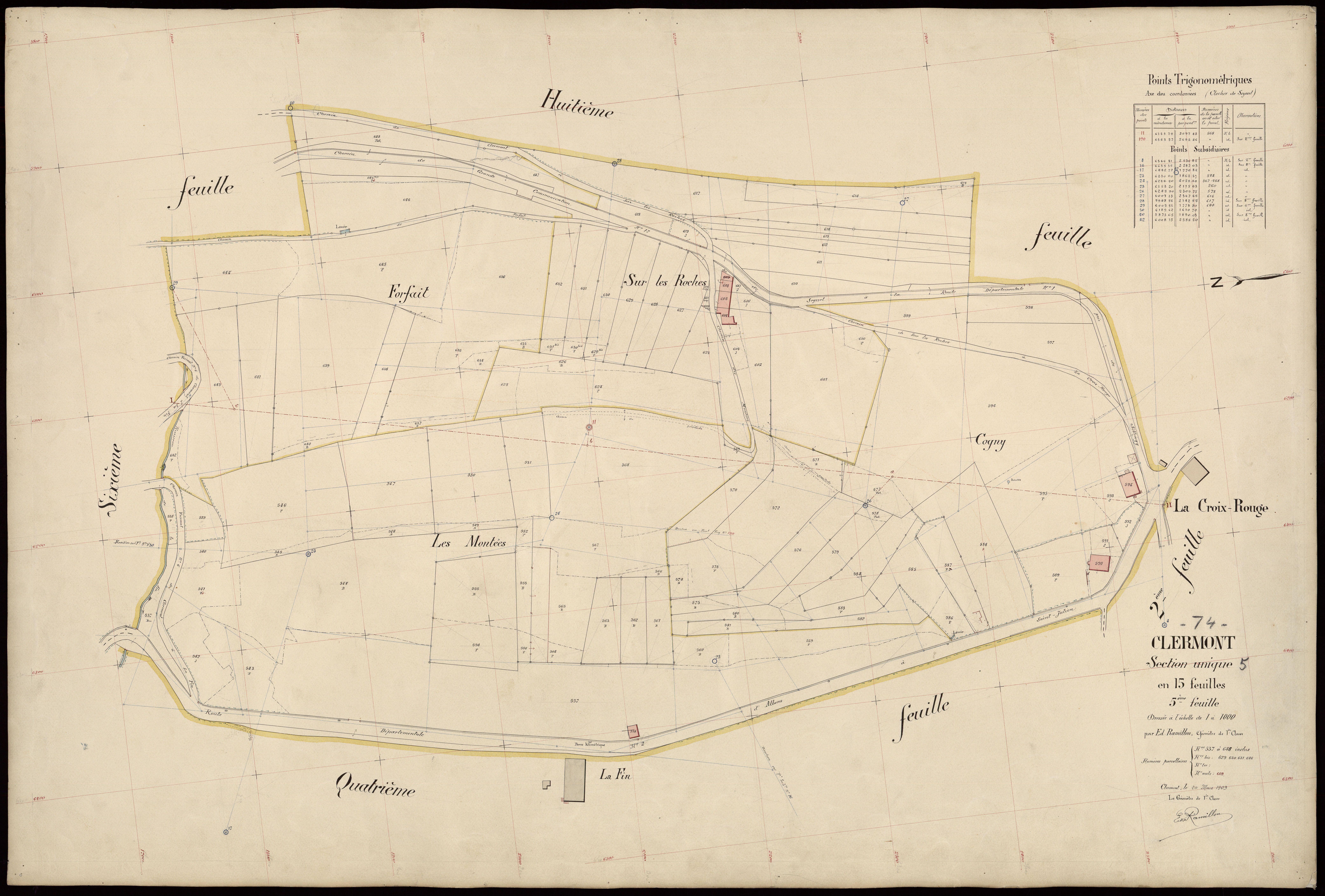 3 P 3 3668 - Feuille n° 6, parcelles n° 649 à 788 - 20 mars 1909
