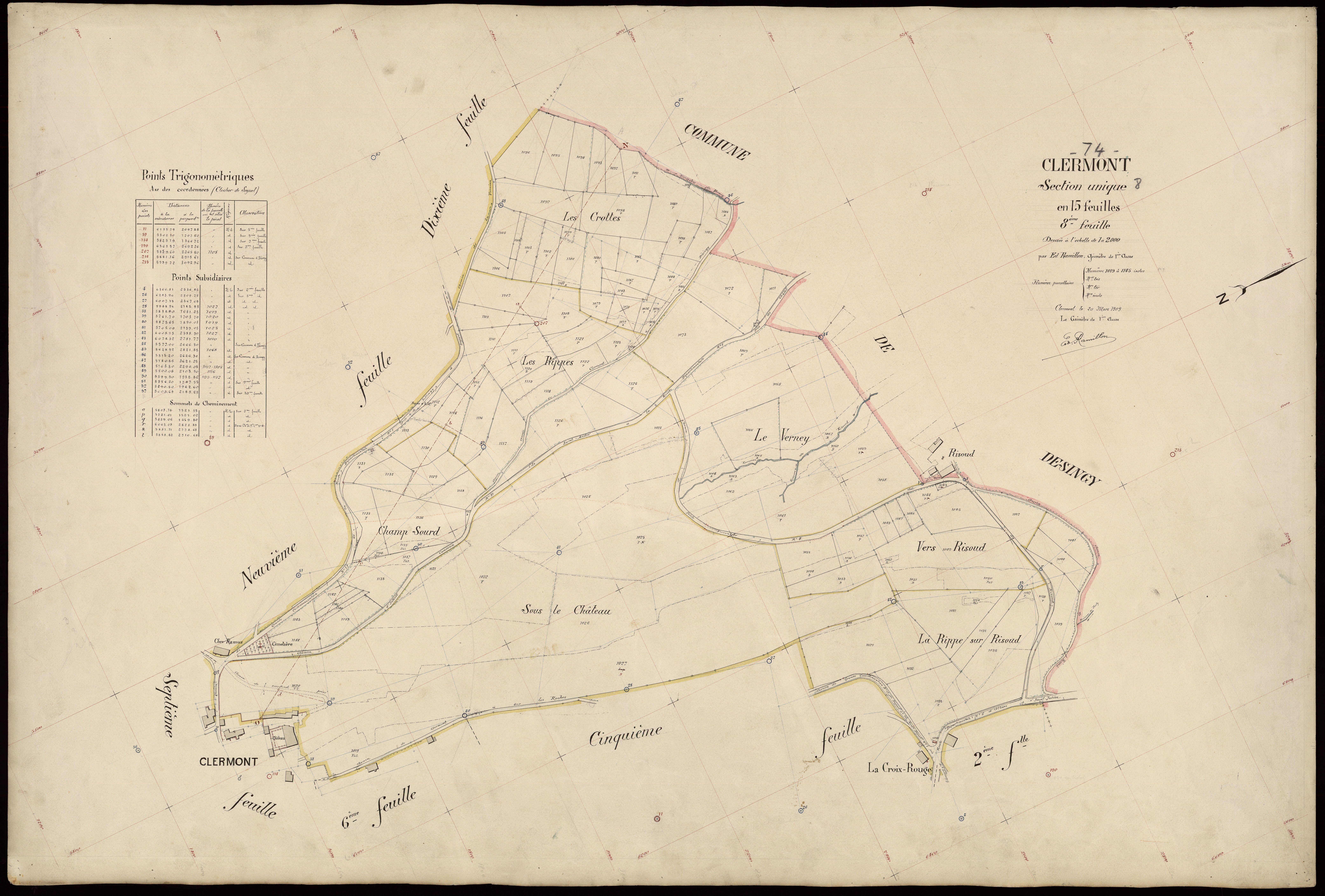 3 P 3 3671 - Feuille n° 9, parcelles n° 1146 à 1239 - 20 mars 1909